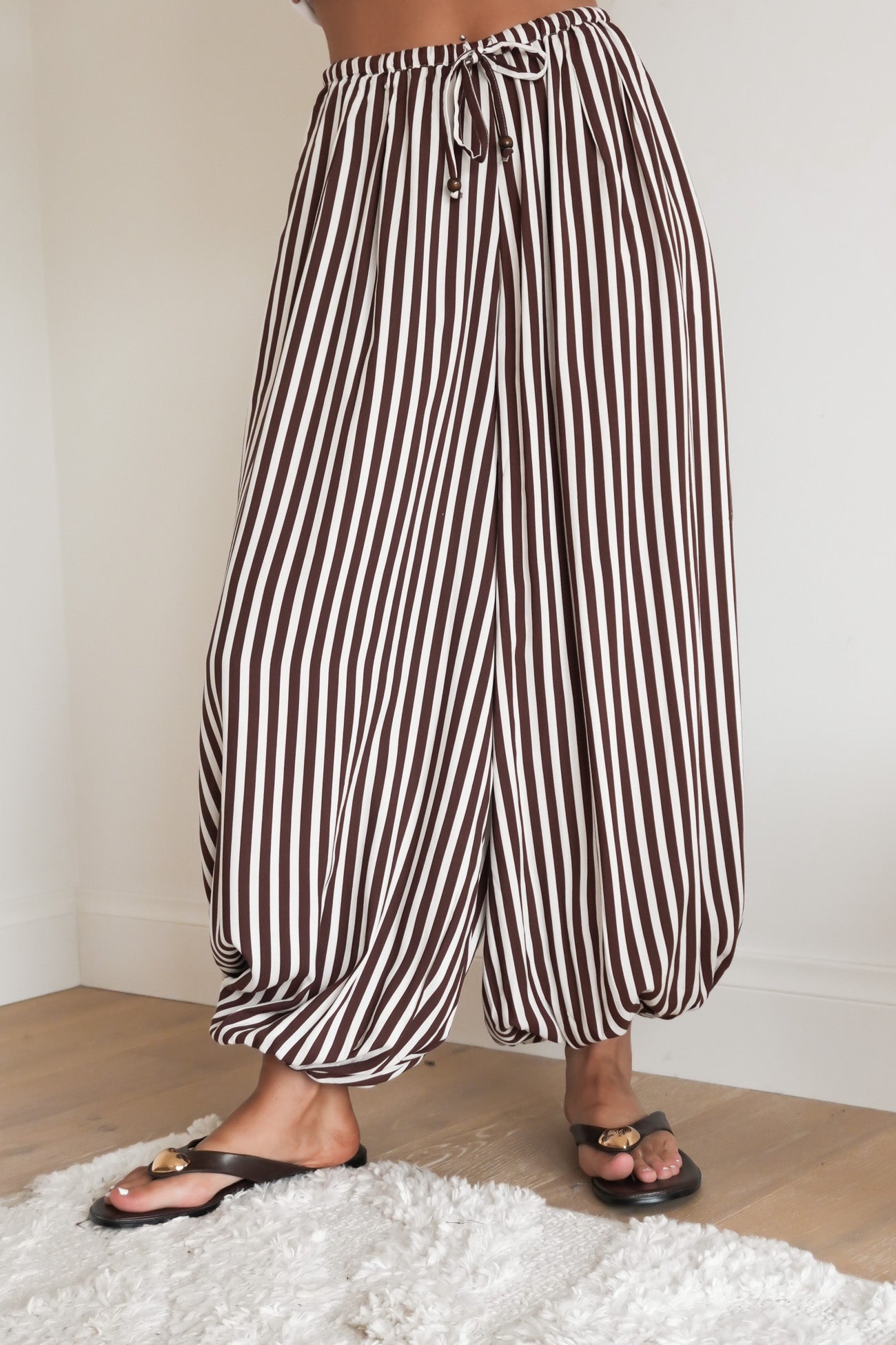 Safia Balloon Pant Chocolate Stripe