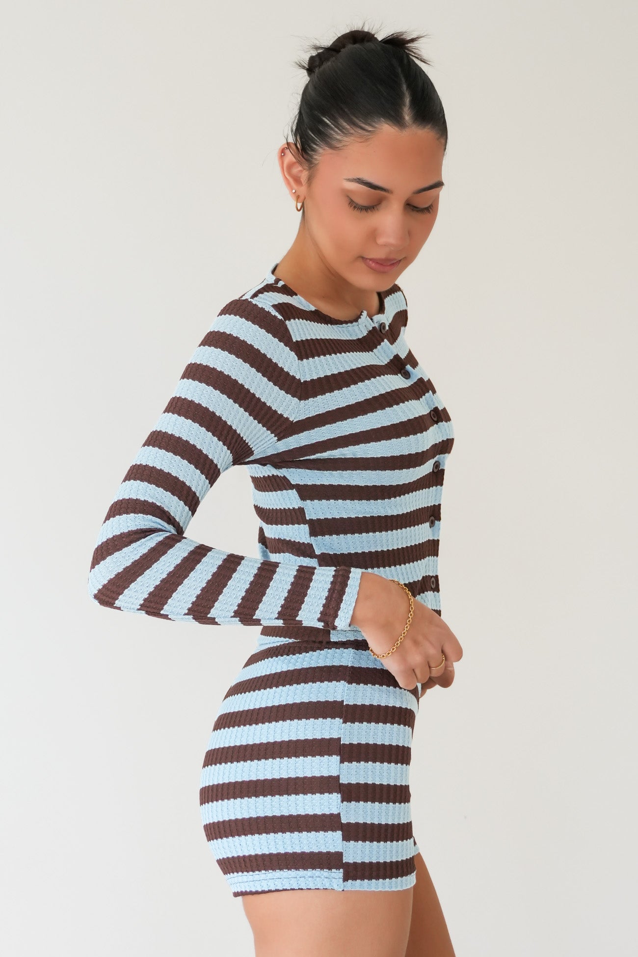 Sallie Set Chocolate Blue Stripe
