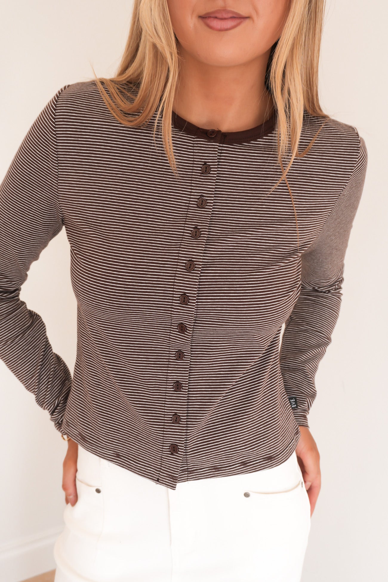 Sami Stripe Long Sleeve Top Brown