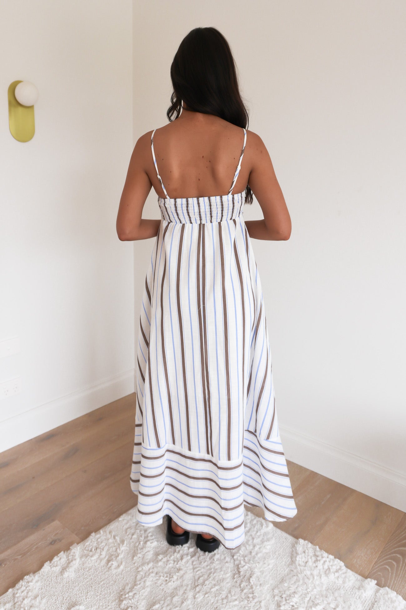 Sashia Maxi Dress Chocolate Blue Stripe