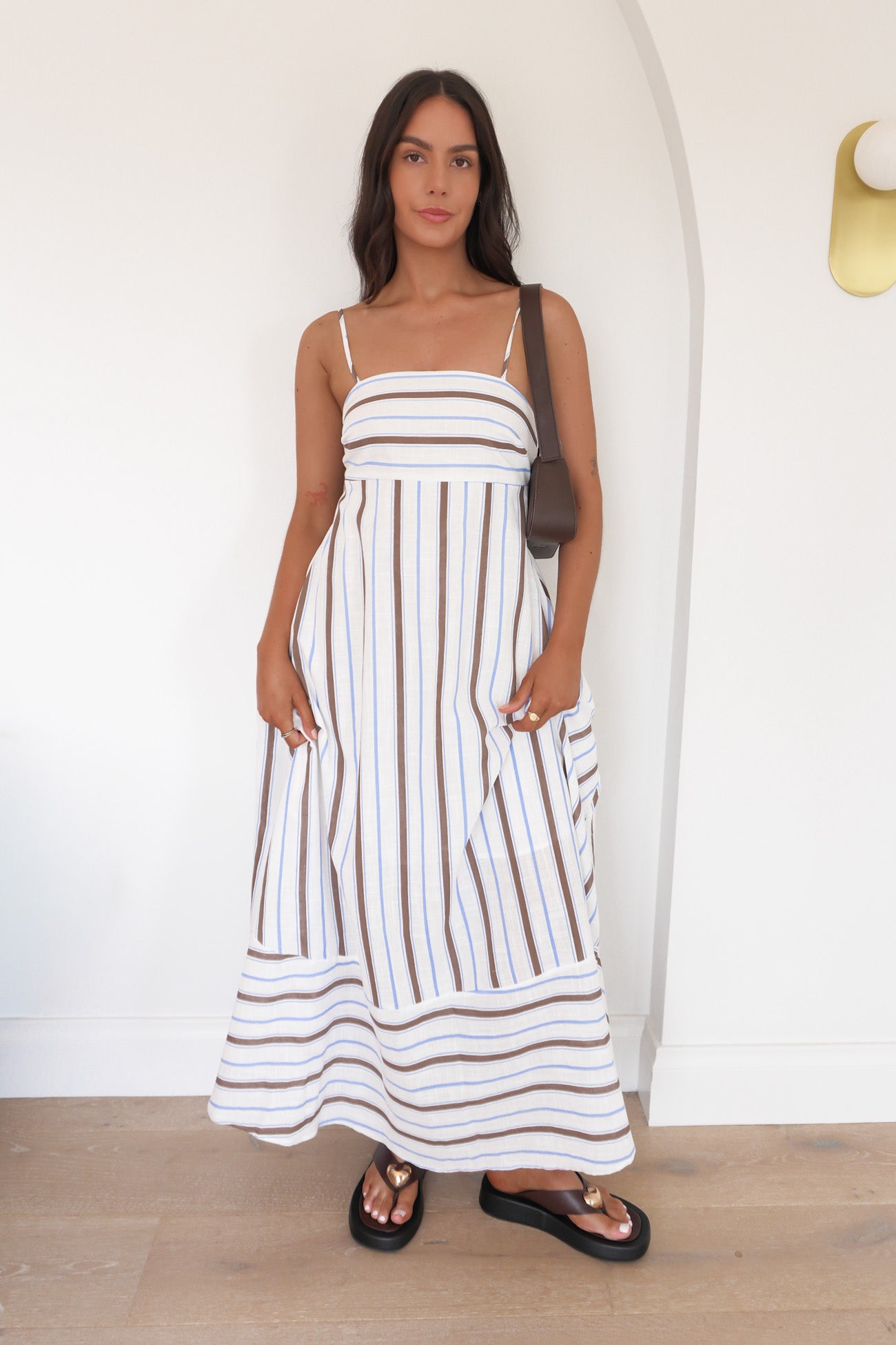 Sashia Maxi Dress Chocolate Blue Stripe