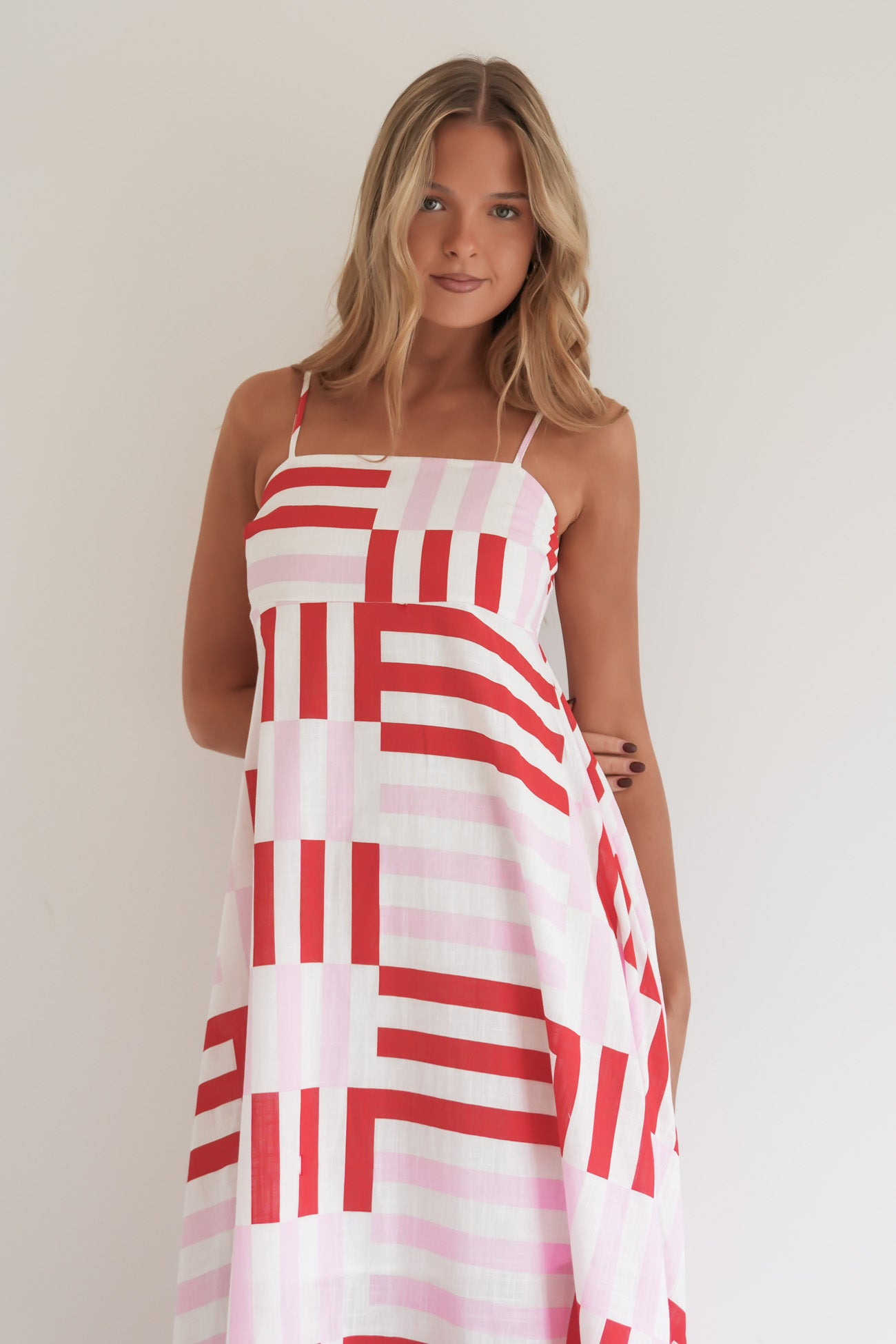 Sashia Maxi Dress Pink Geo Stripe