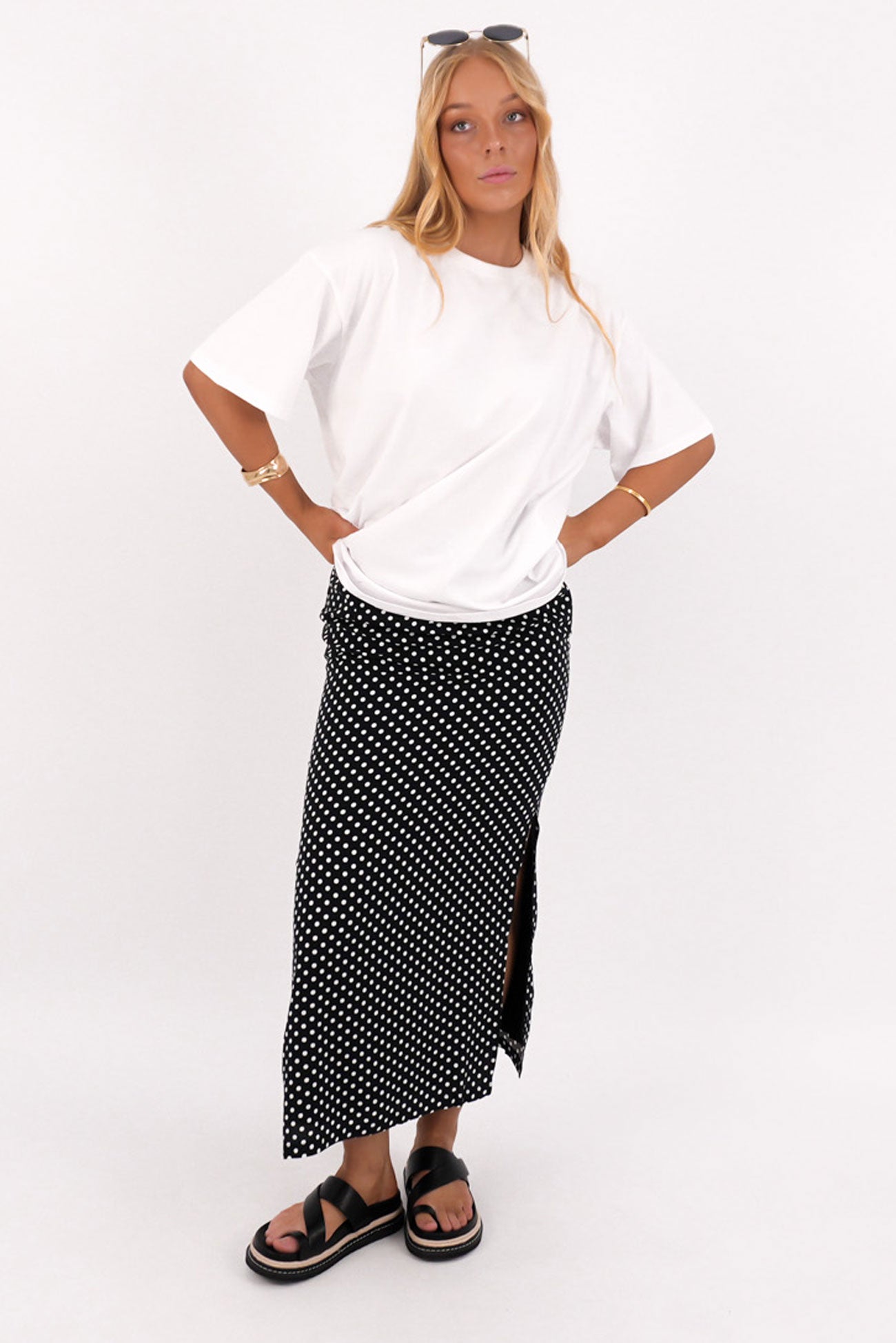 Seana Midi Skirt Black Polka Dot