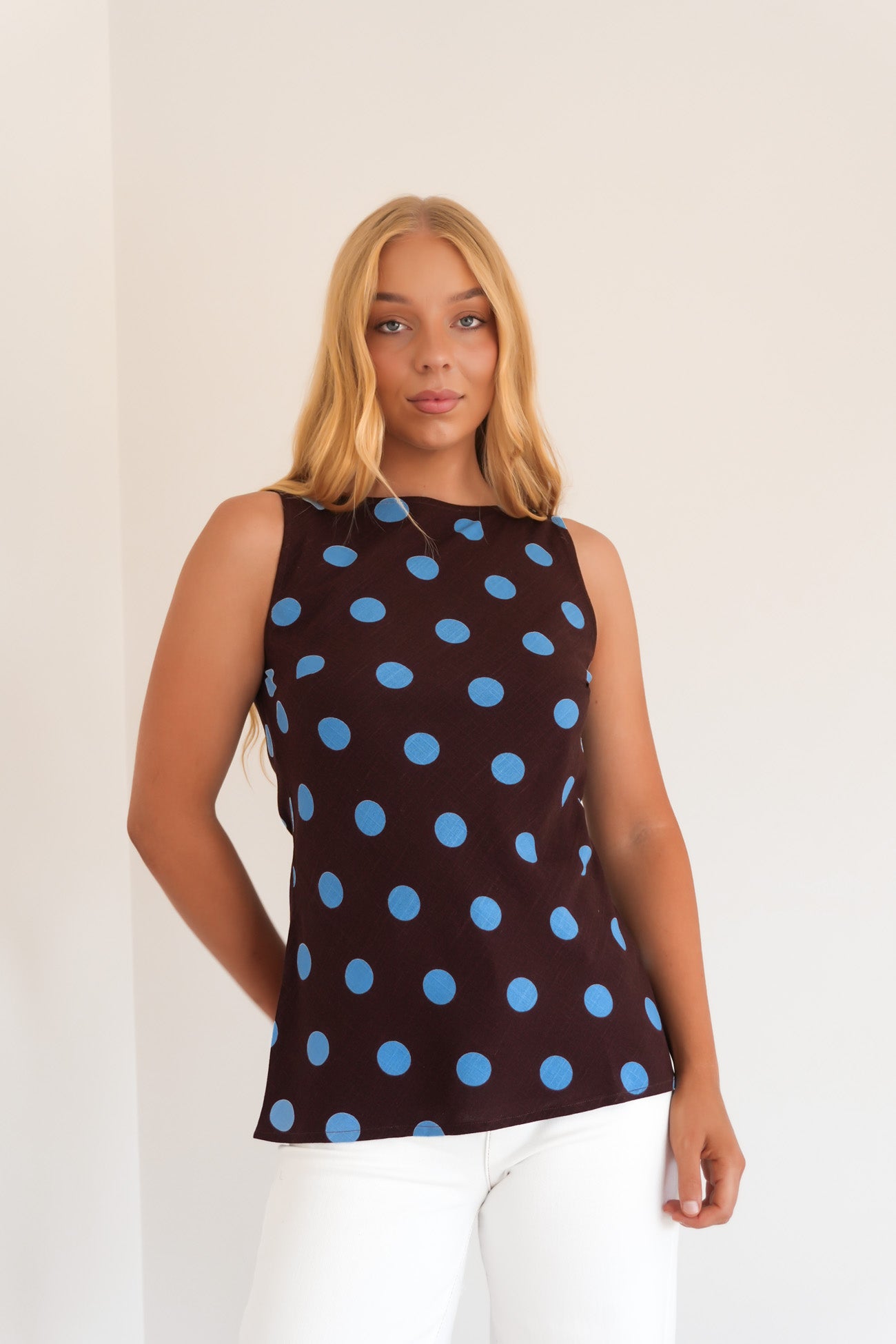 Seanna Top Chocolate Polka Dot