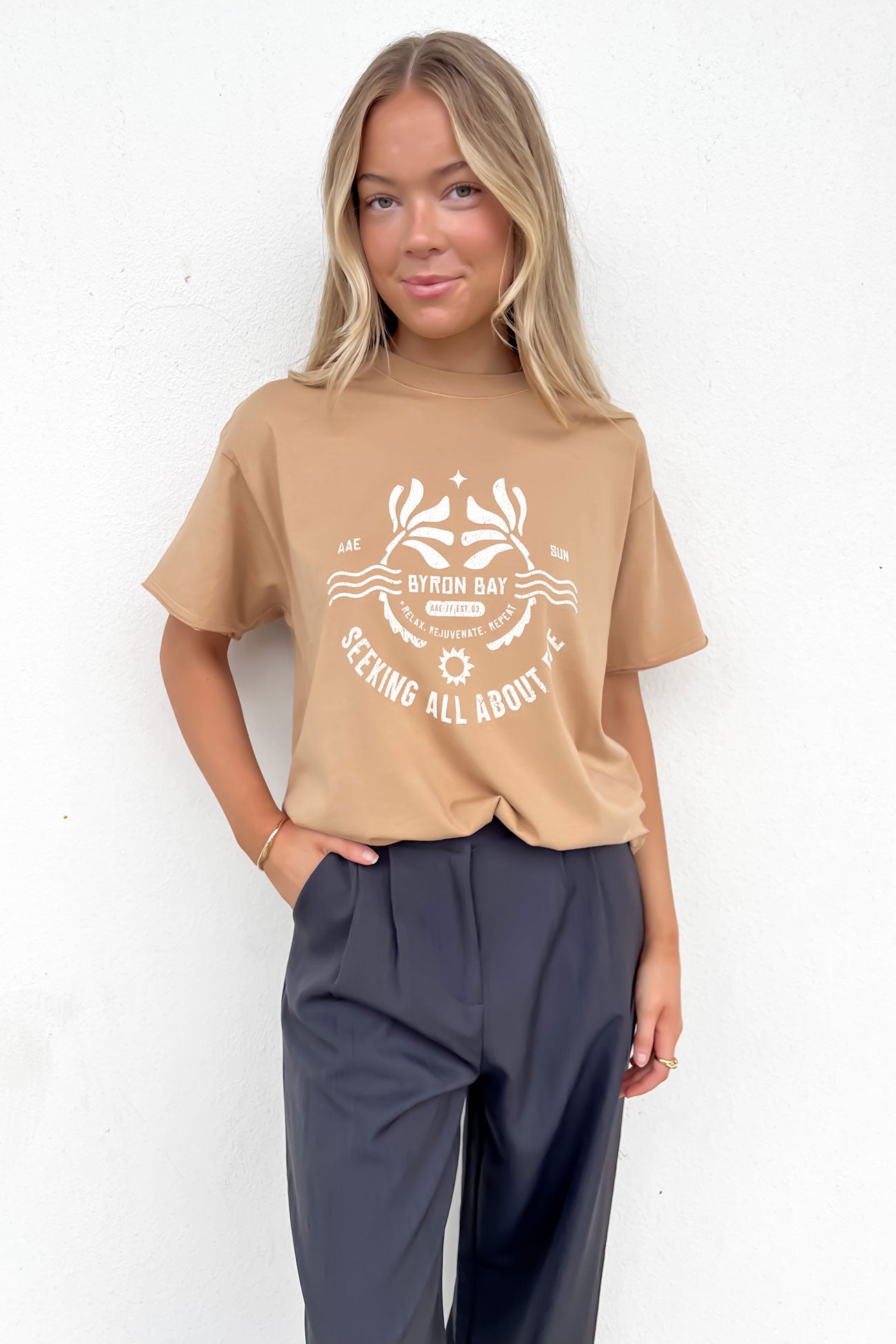 Seeking Oversized Tee Oatmeal