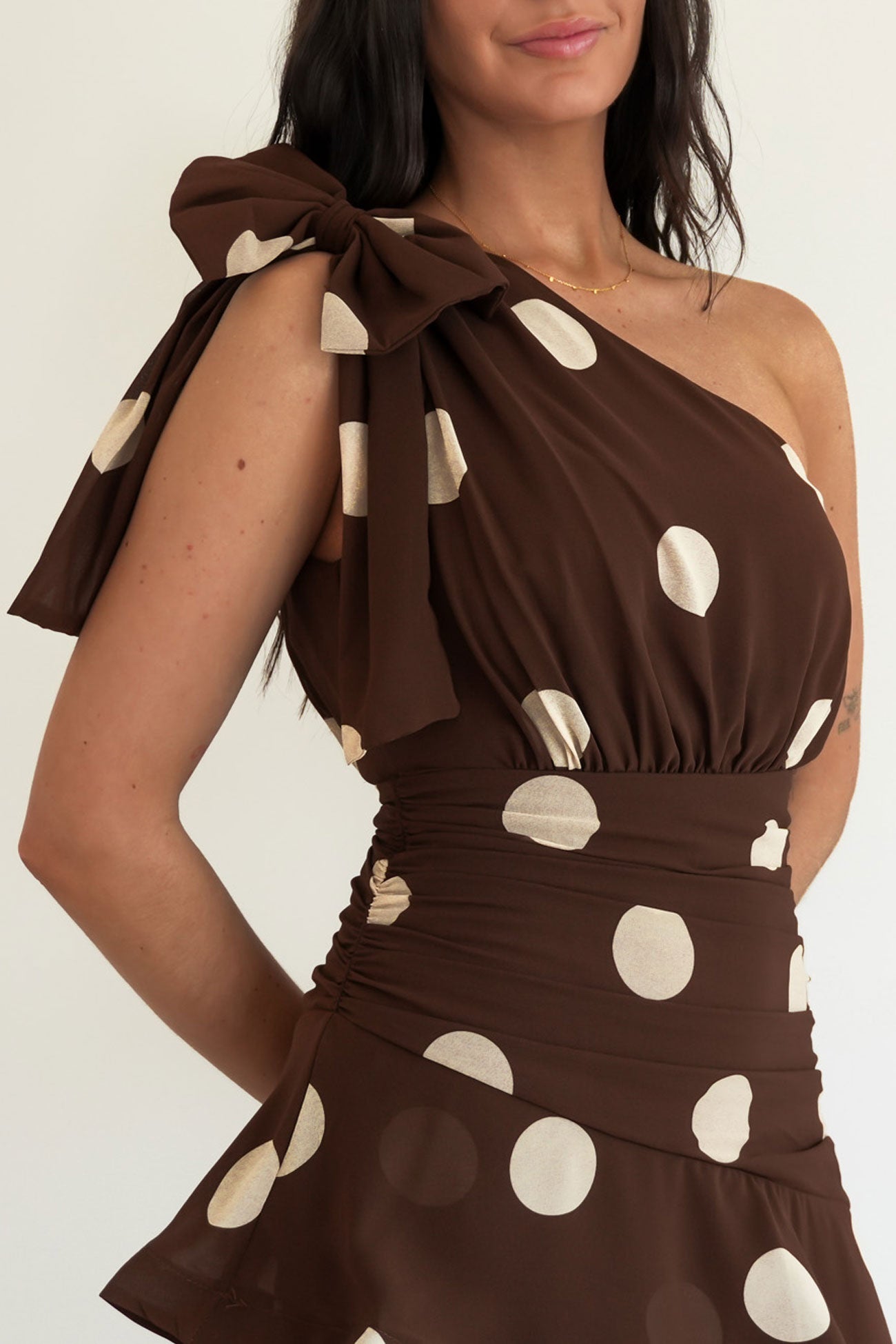 Seema Midi Dress Mocha Polka Dot