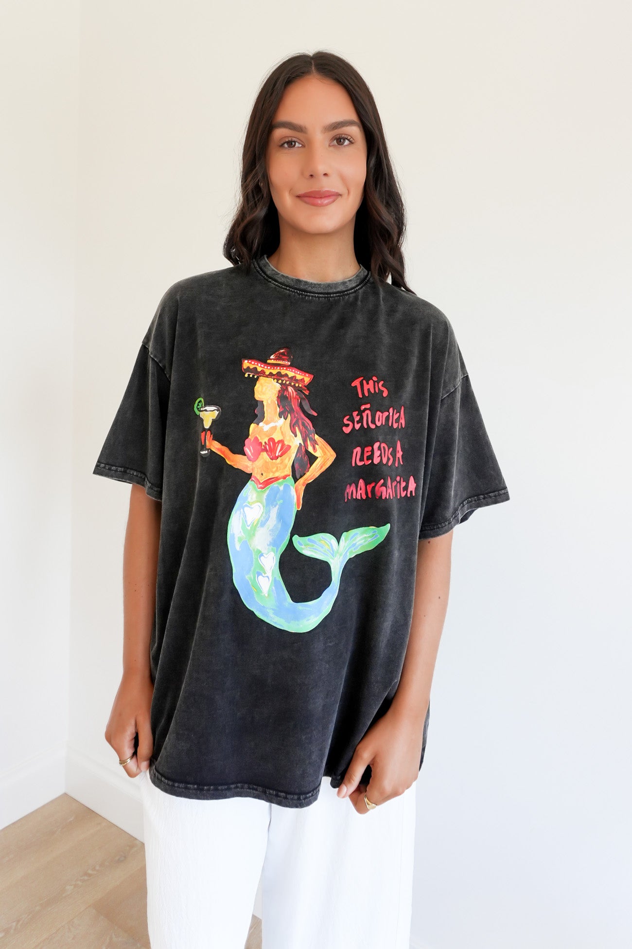 Senorita Tee Black Acid Wash