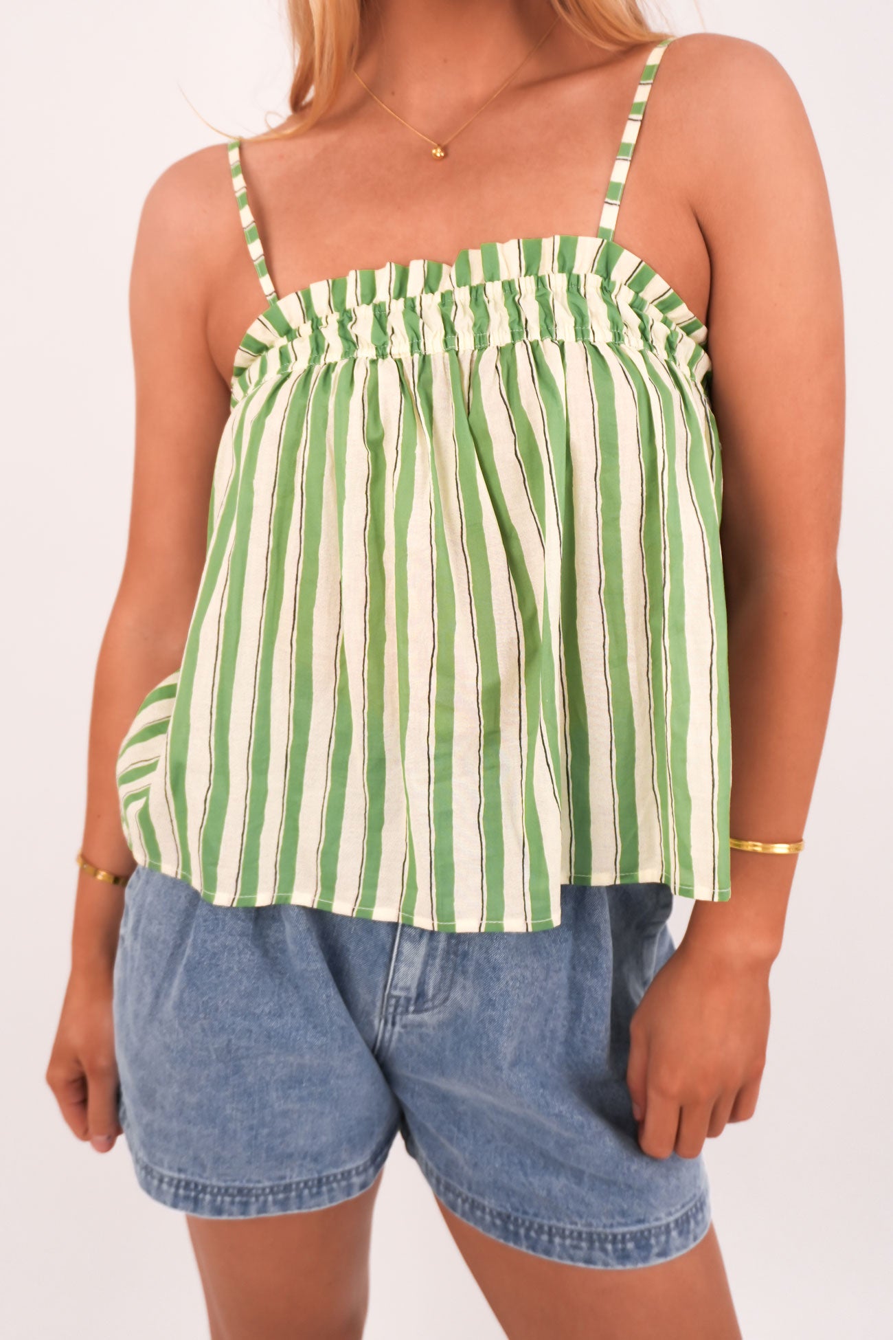 Seraphina Cami Green Stripe