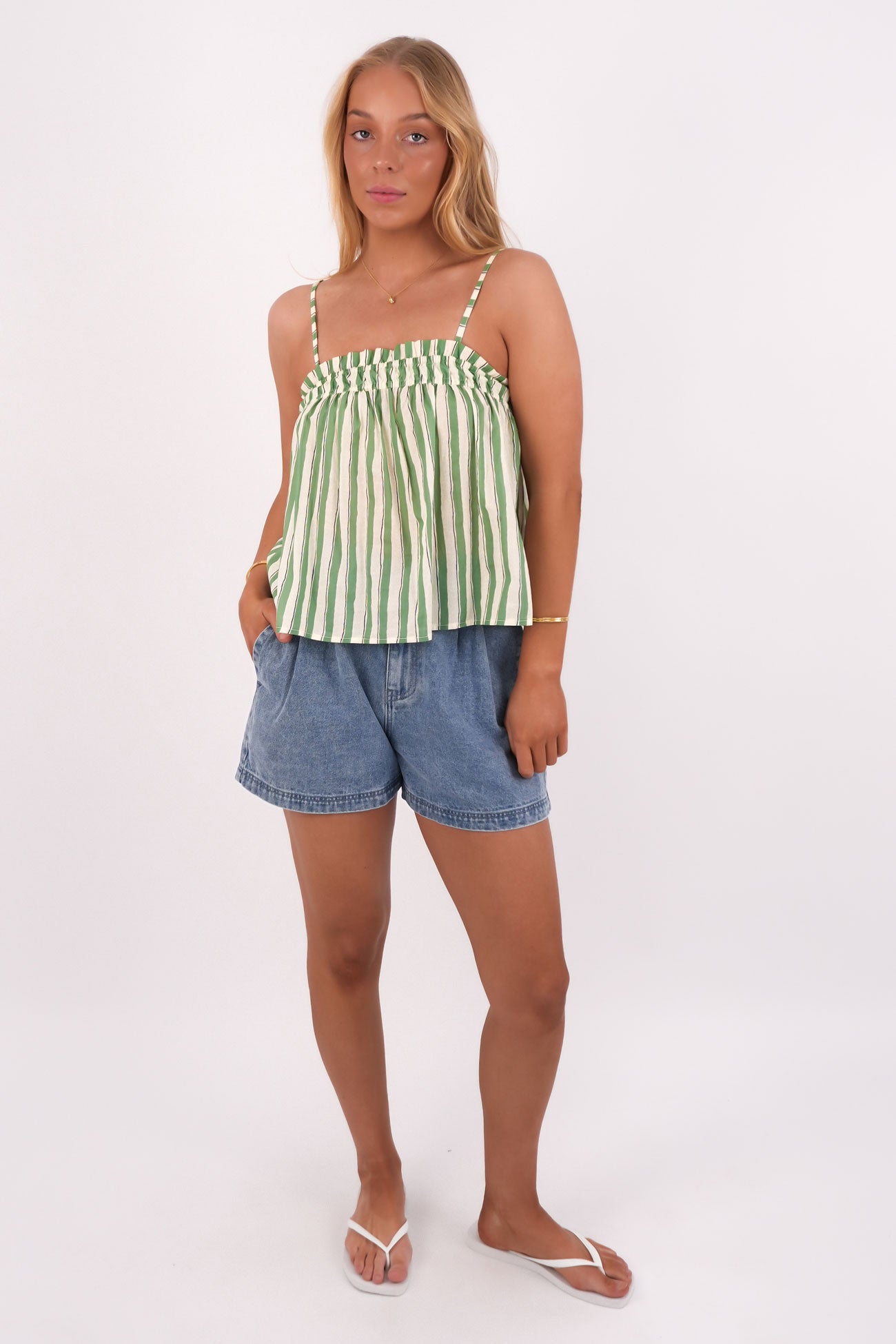 Seraphina Cami Green Stripe