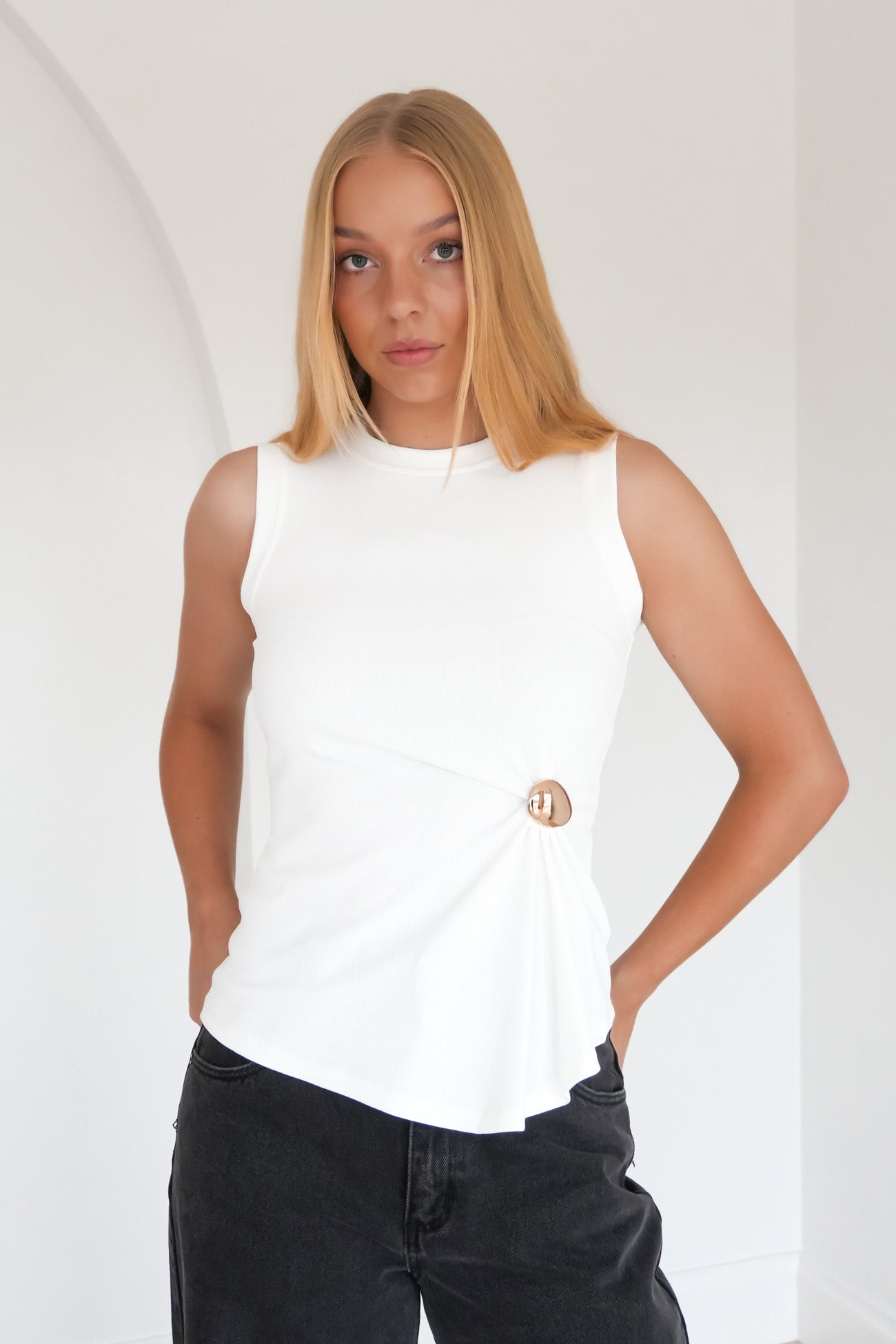 Shanelle Rib Tank White