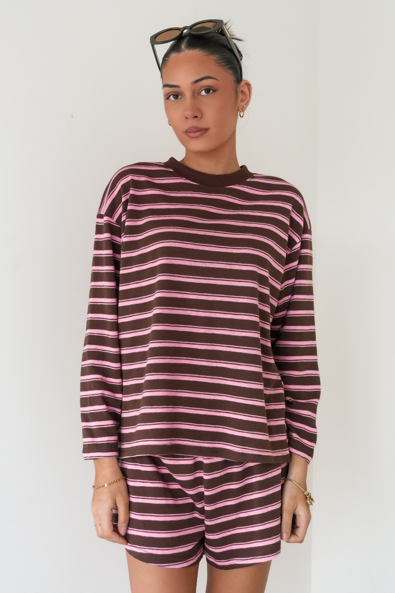 Shinae Set Chocolate Pink Stripe