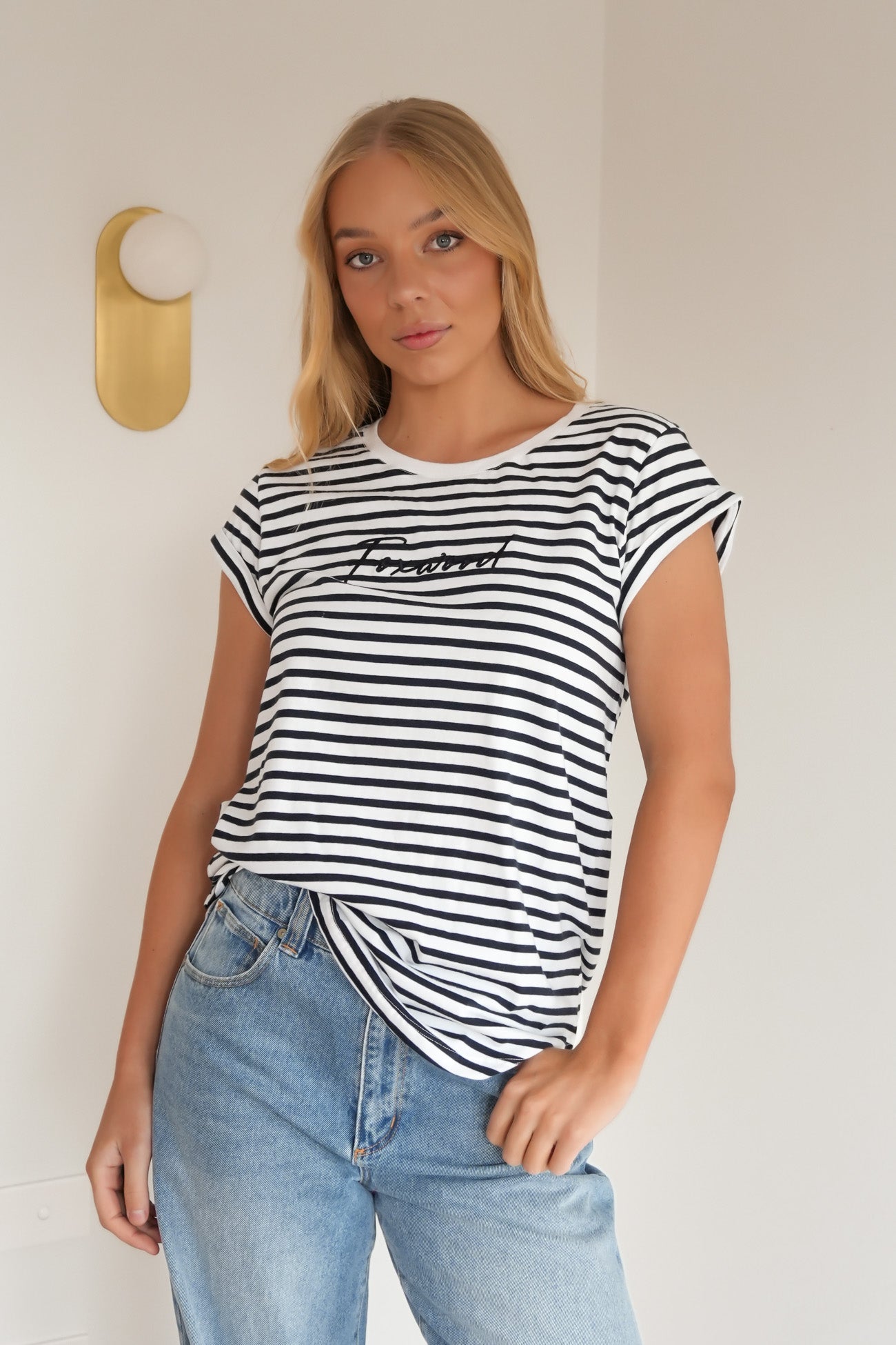Signature Stripe Tee Dark Sapphire White