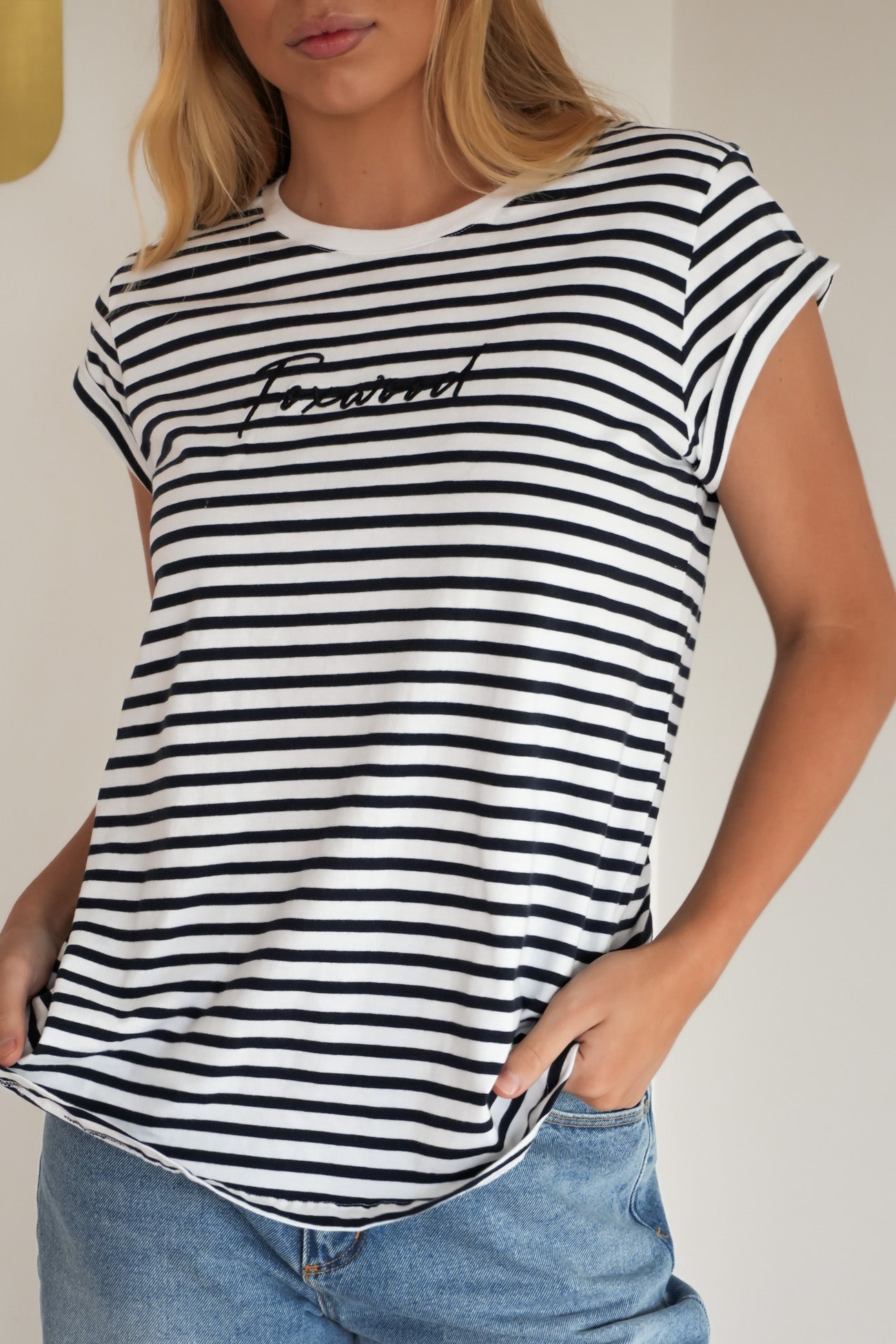 Signature Stripe Tee Dark Sapphire White