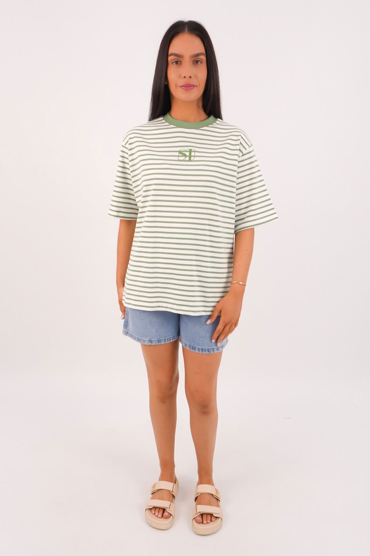 Silent Stripe Short Sleeve Tee Green
