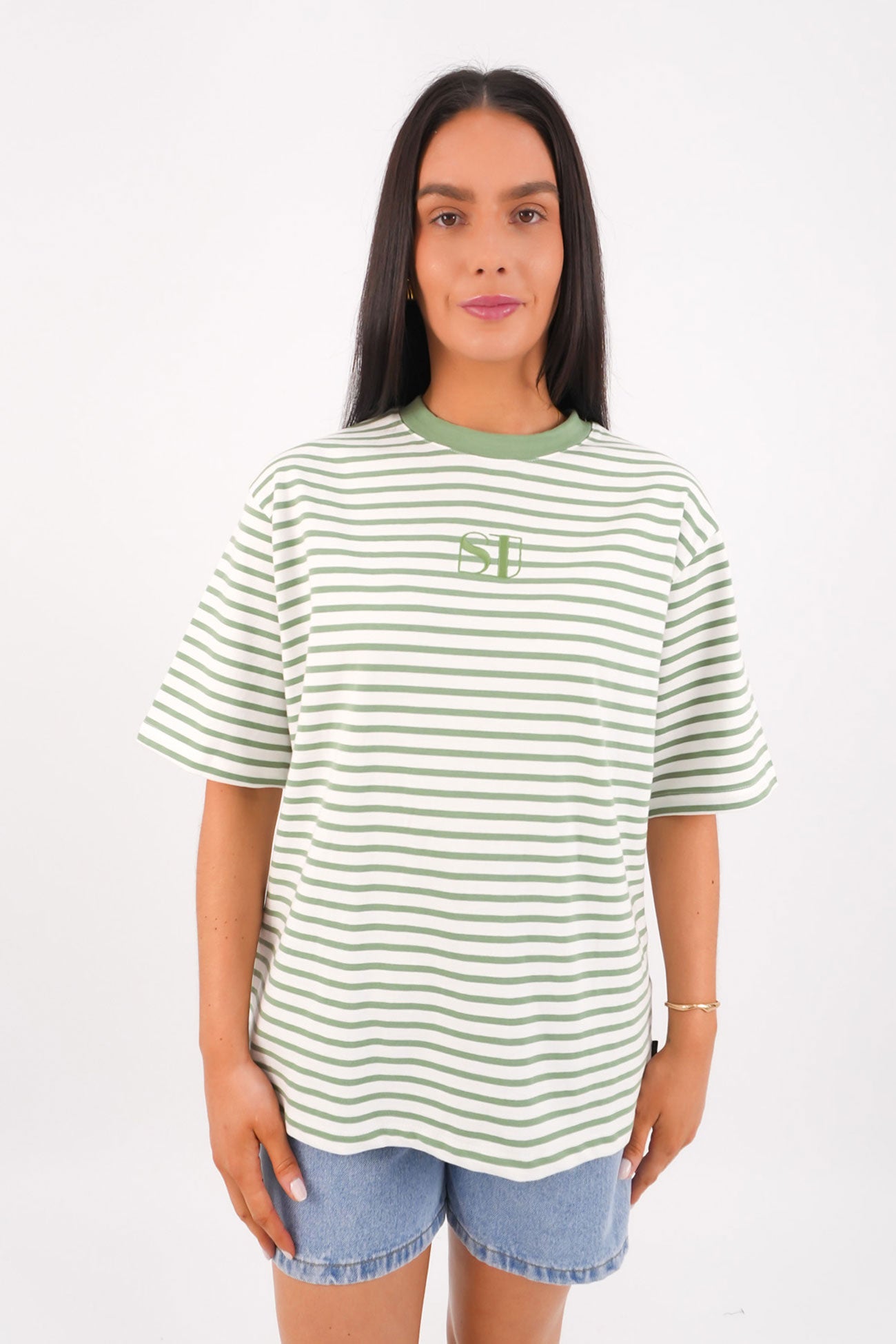 Silent Stripe Short Sleeve Tee Green