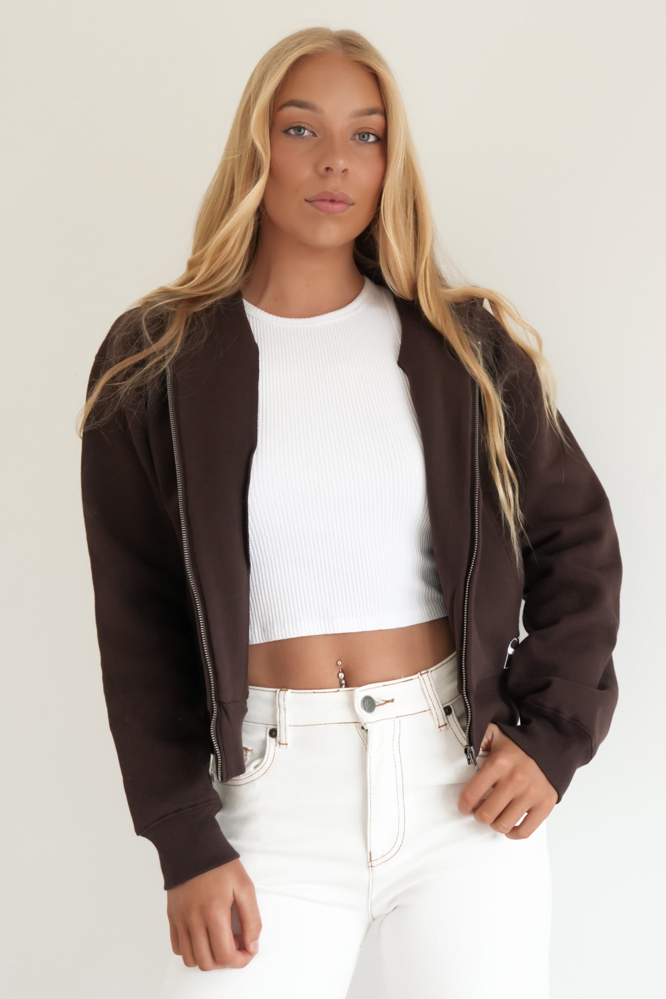 Silent Luxe Zip Thru Hoodie Chocolate