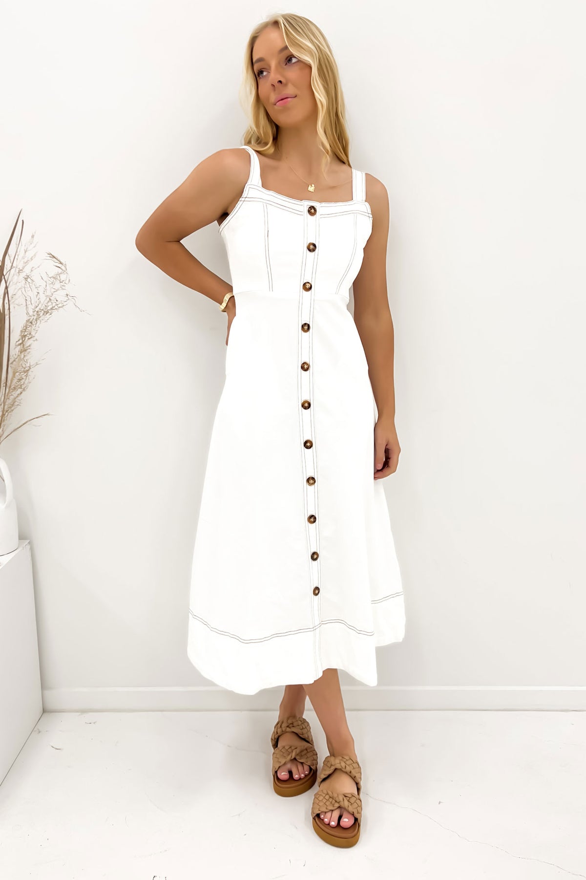 White denim midi dress cheap