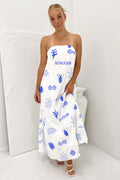 Sloane Maxi Dress White Blue Bonjour