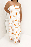 Sloane Maxi Dress White Tan Aztec Vase