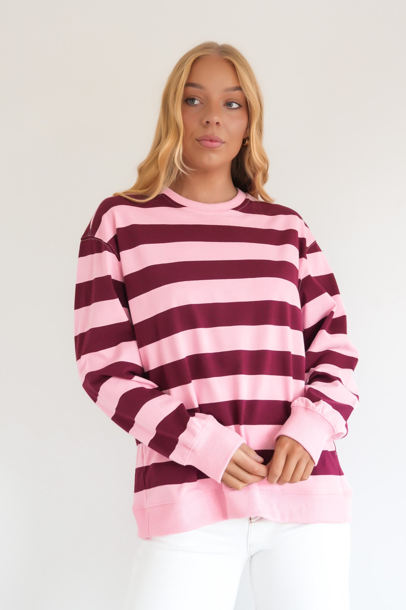 Stazie Sweatshirt Pink Red Stripe