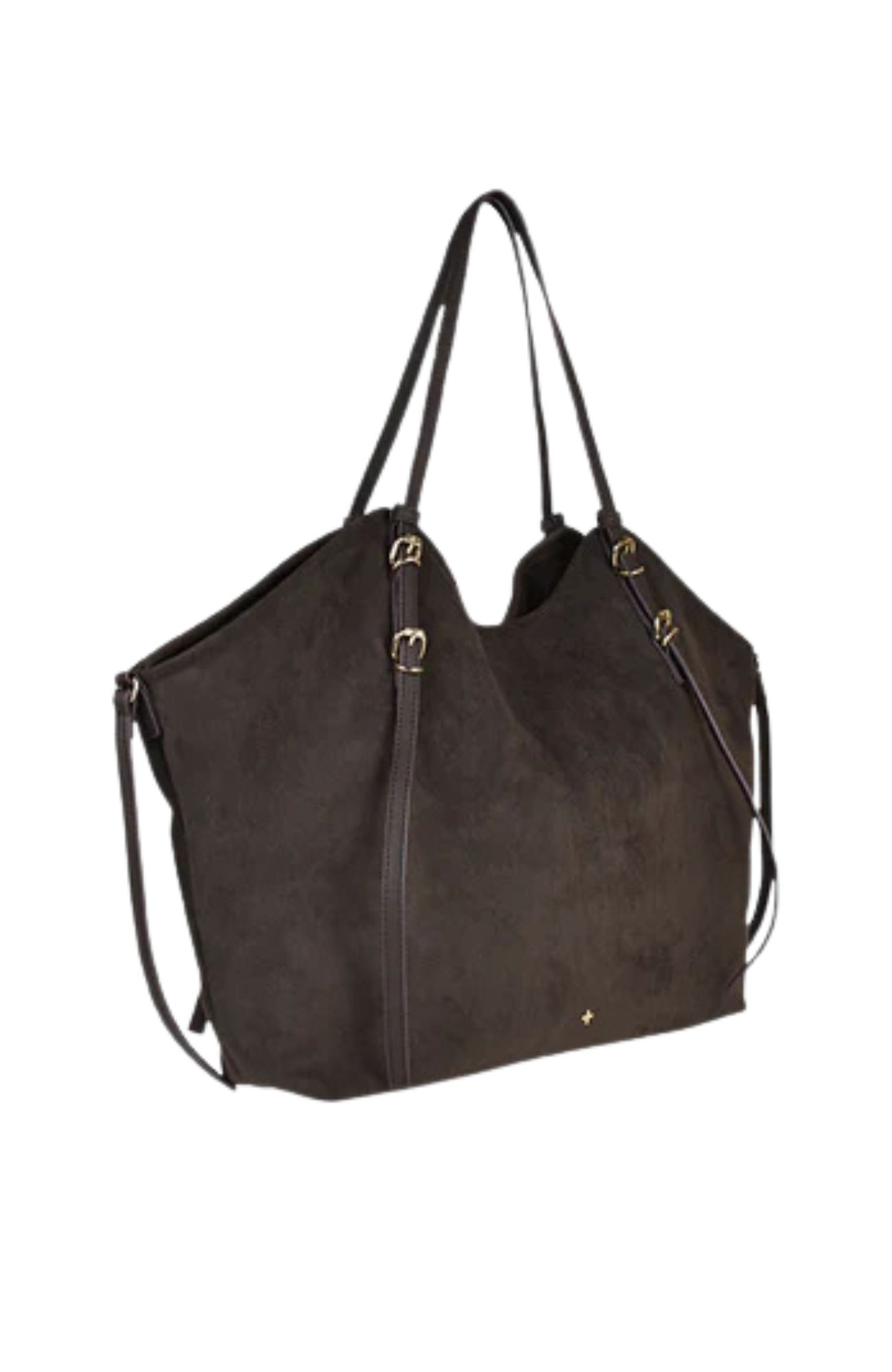 Steffy Bag Chocolate Faux Suede Gold