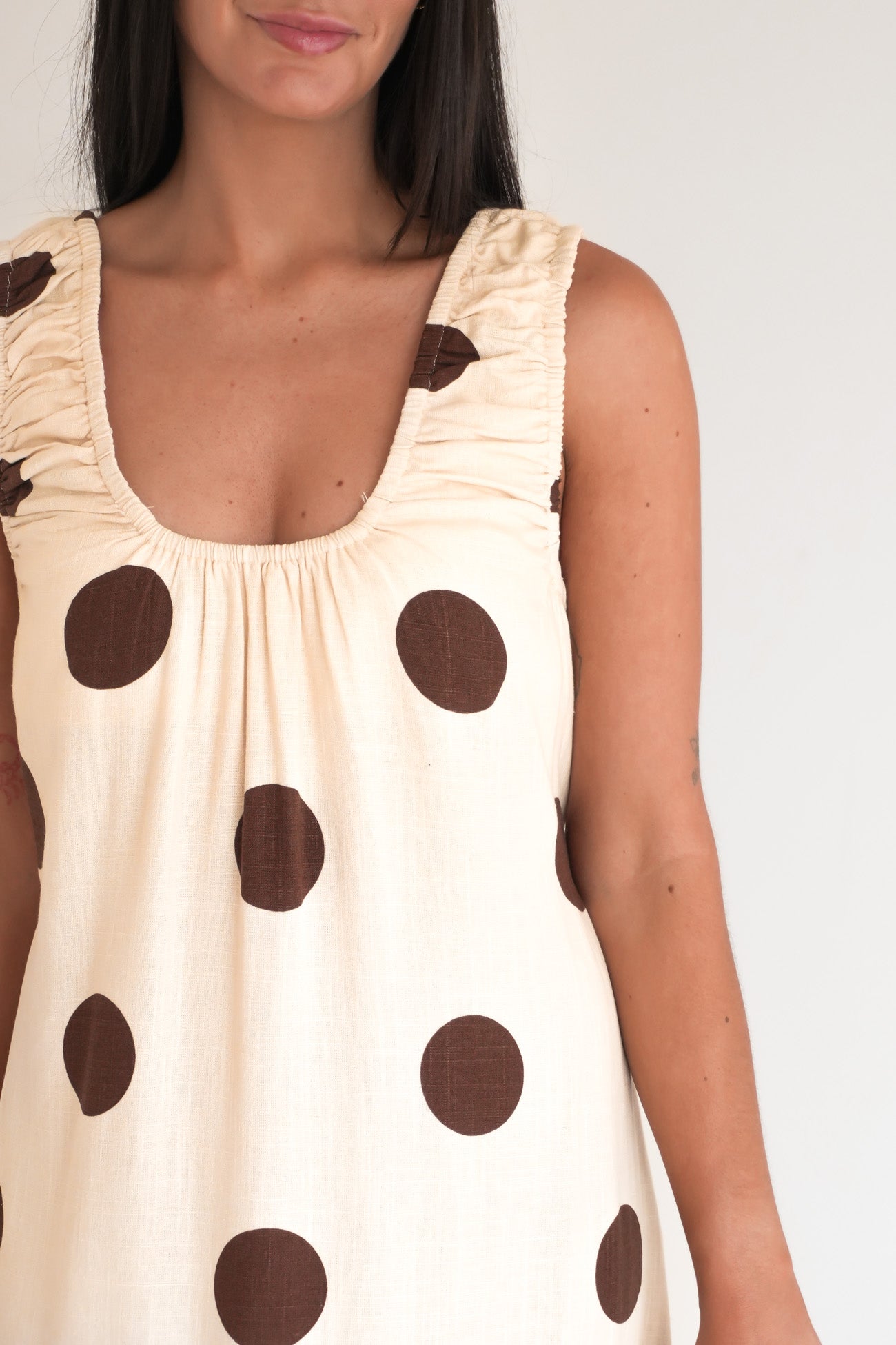 Jaymi Midi Dress Cream Polka Dot