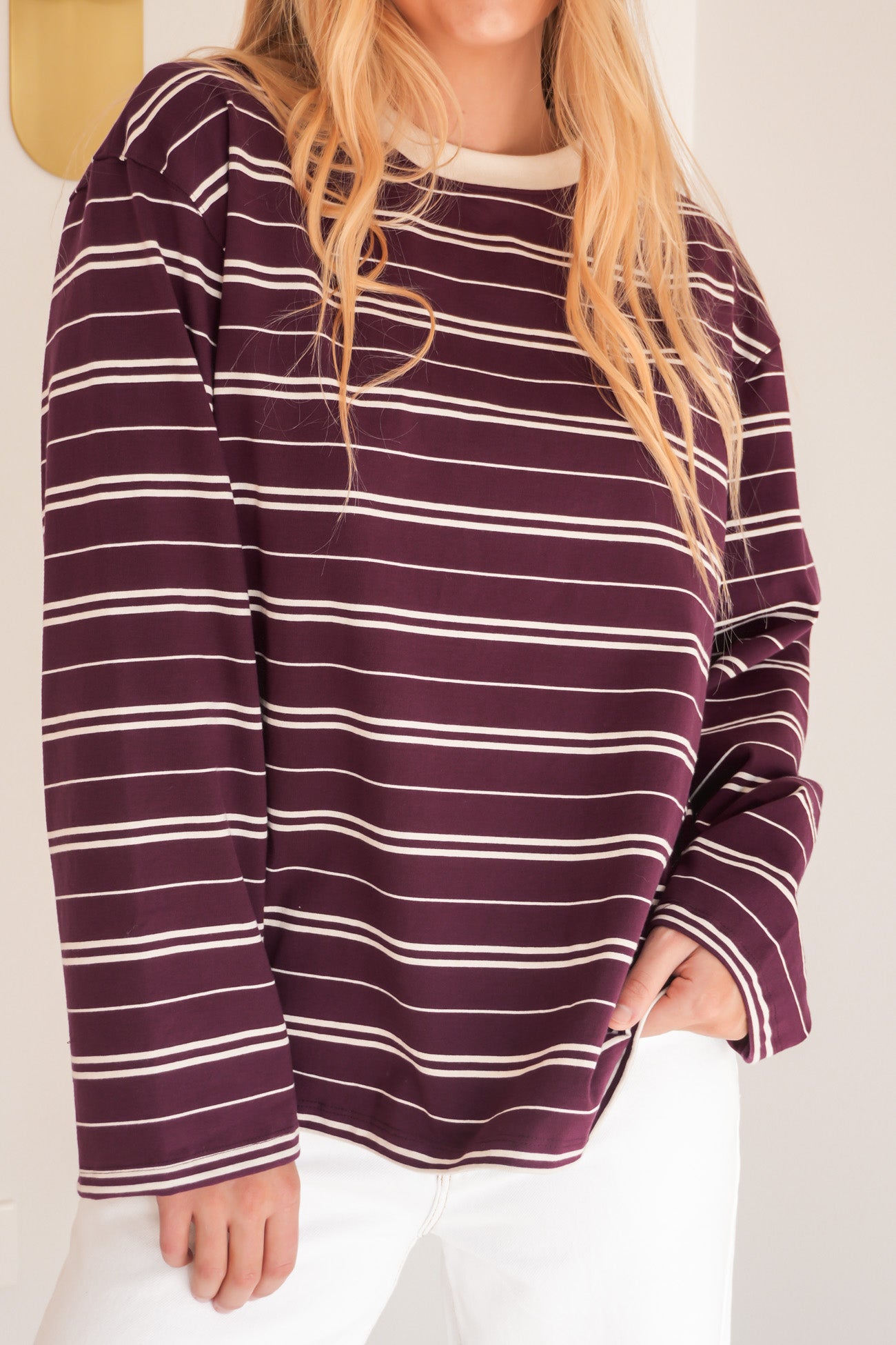 Stripe Long Sleeve Tee Cherry