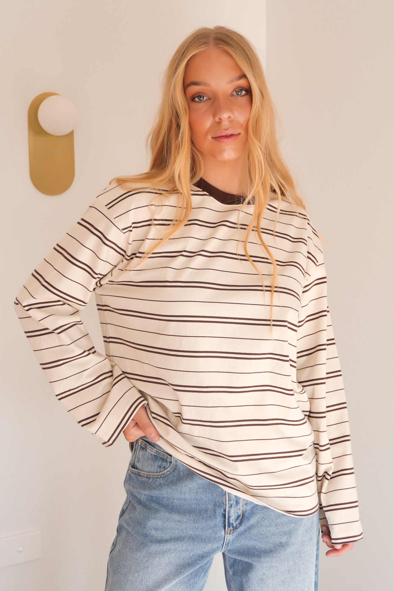 Stripe Long Sleeve Tee Chocolate