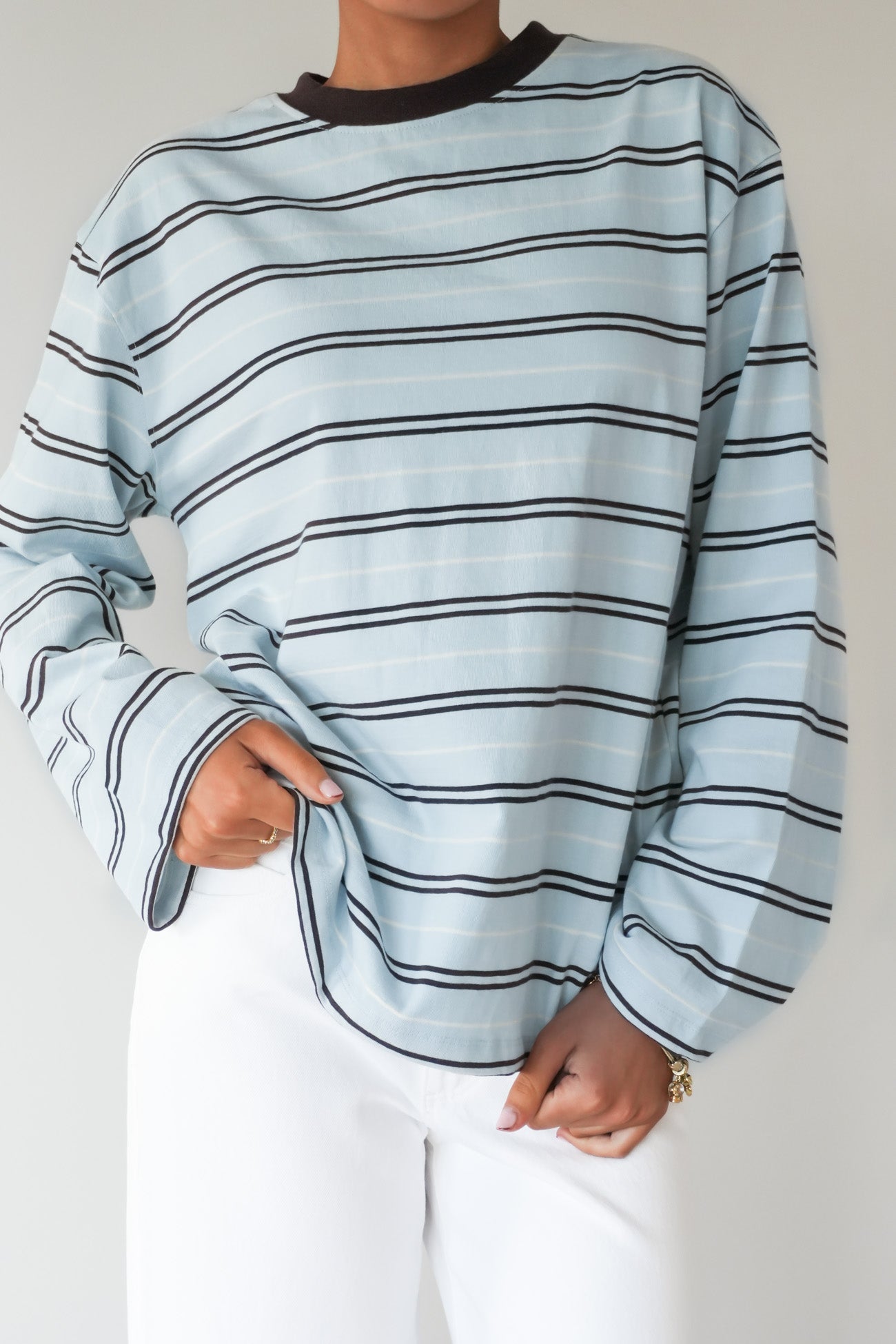 Stripe Long Sleeve Tee Light Blue