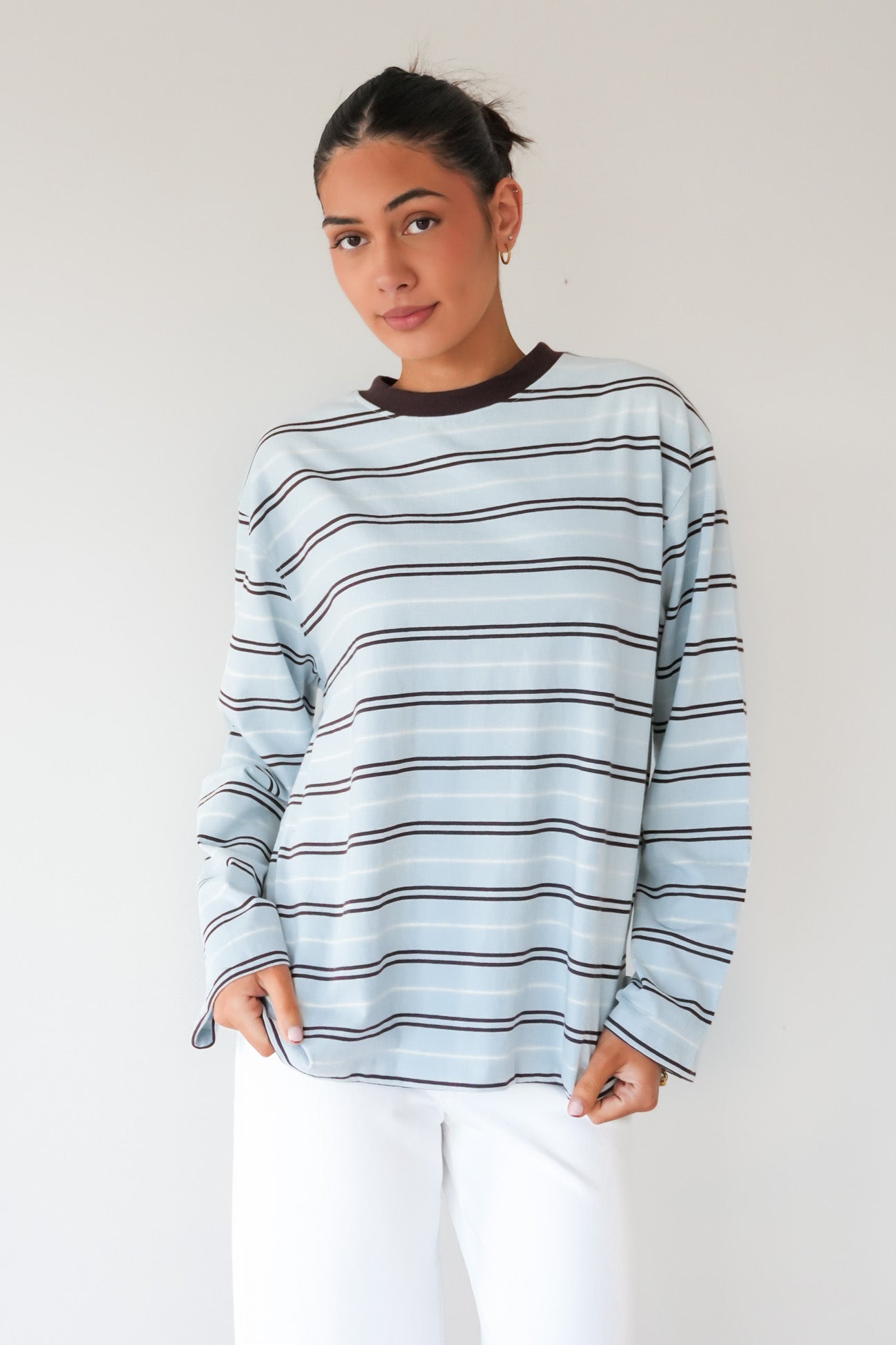 Stripe Long Sleeve Tee Light Blue
