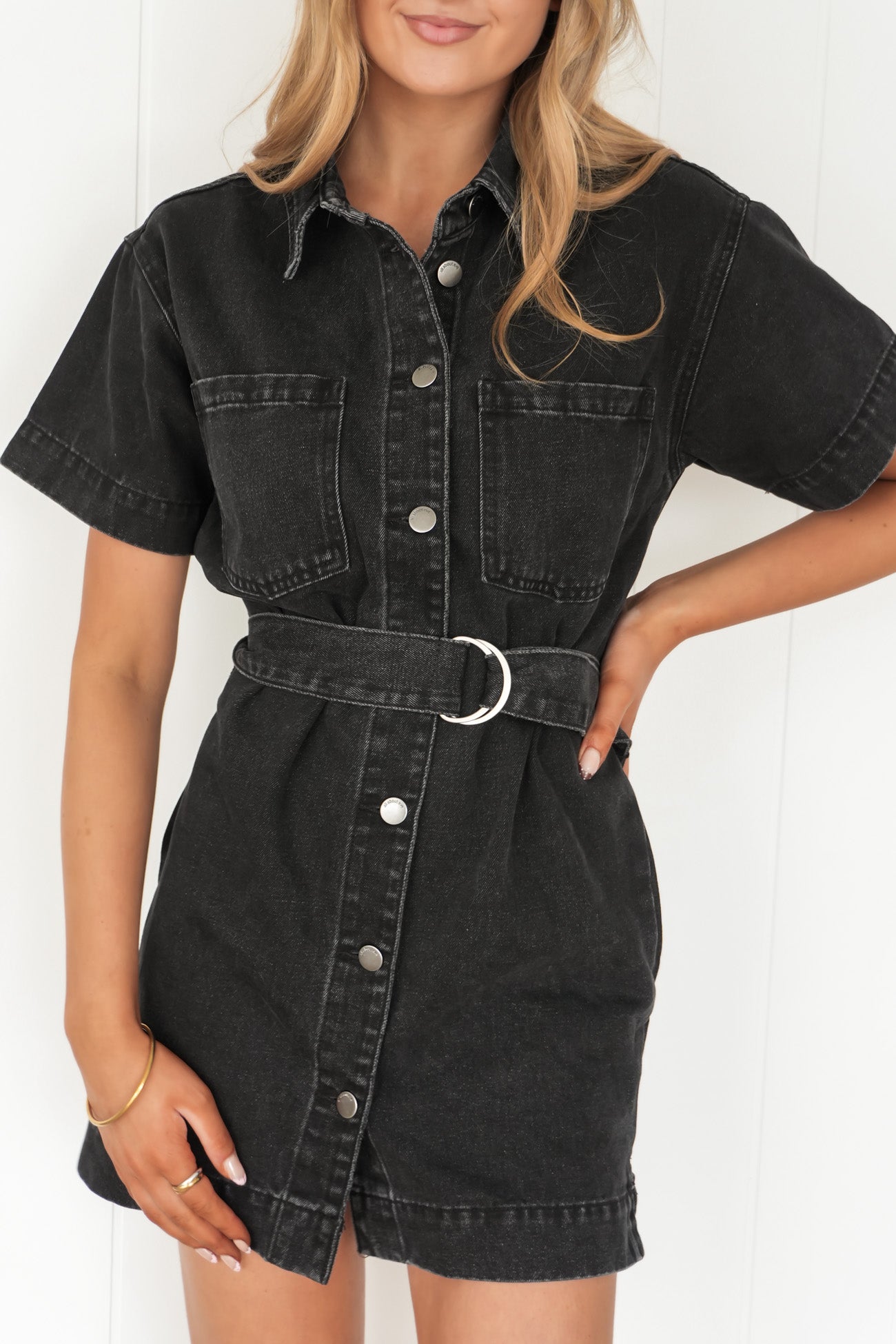 Sunny Denim Dress Washed Black