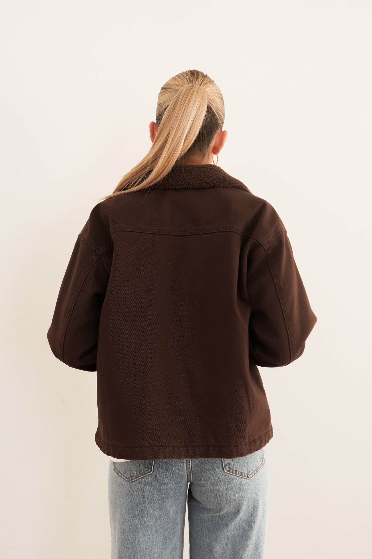 Sutton Denim Sherpa Jacket Chocolate
