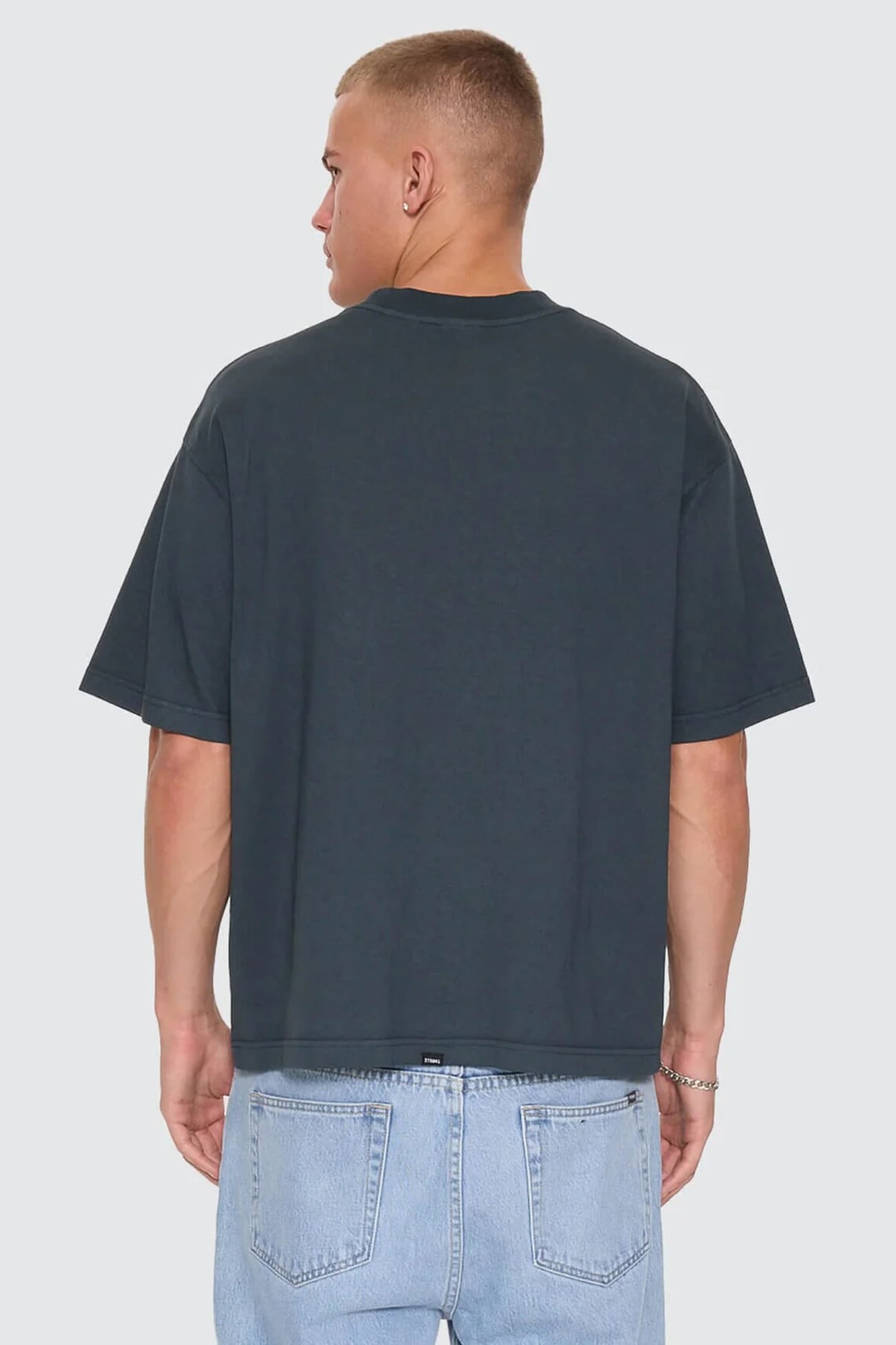 Stagger Oversize Box Crop Tee Petrol