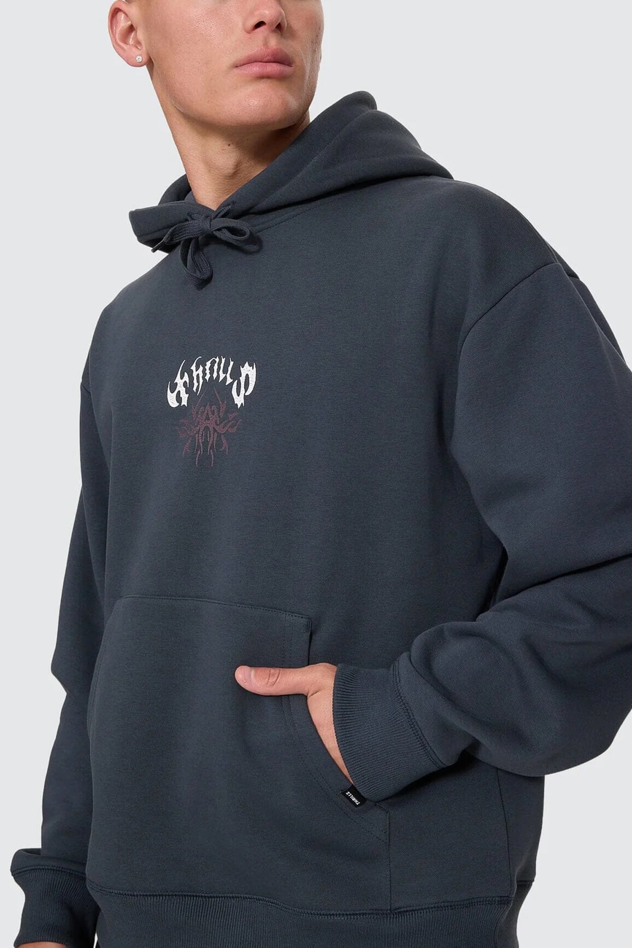 Stagger Slouch Pull On Cropped Hood Petrol