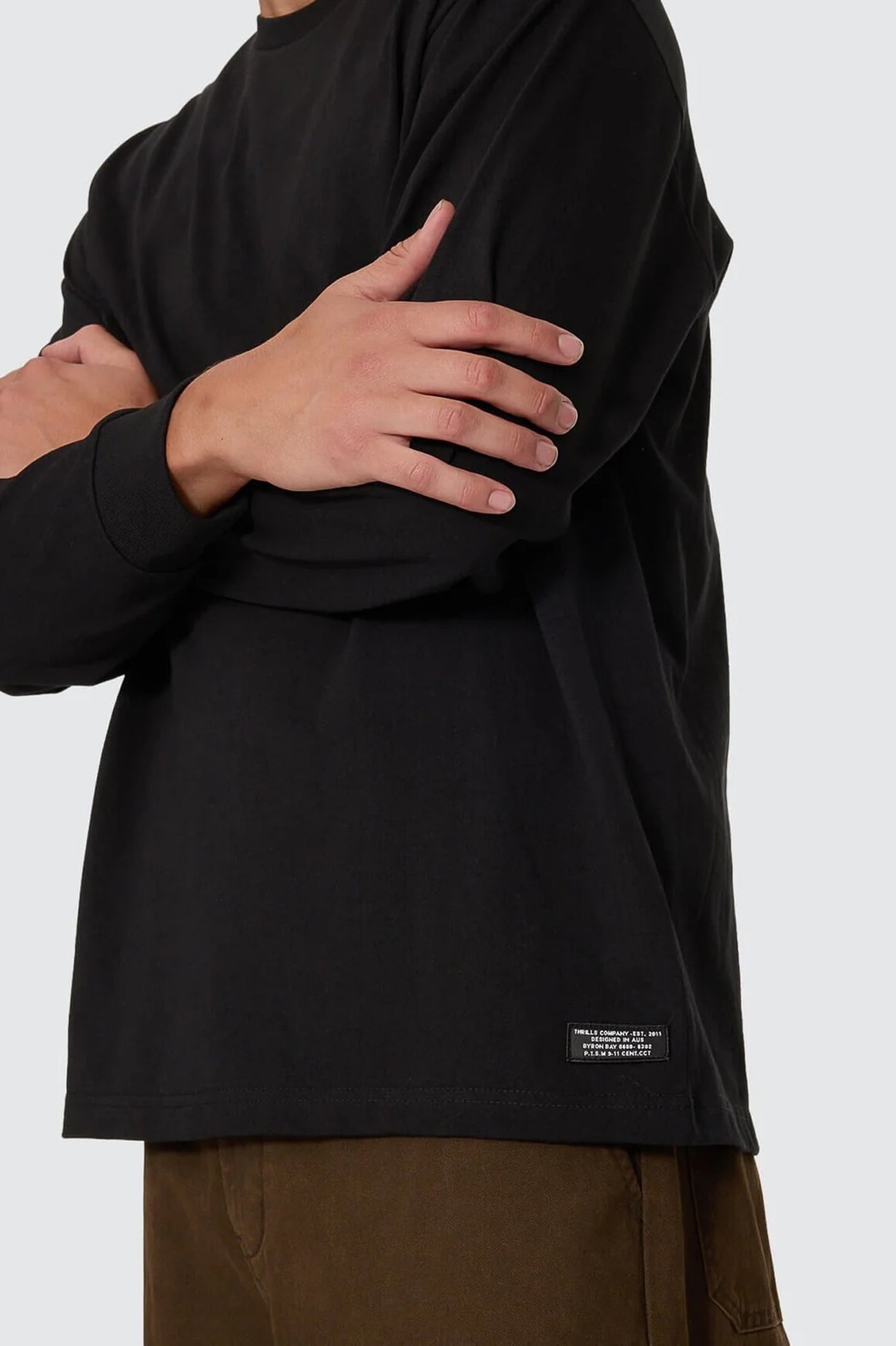 Thrills Military Oversize Long Sleeve Tee Black