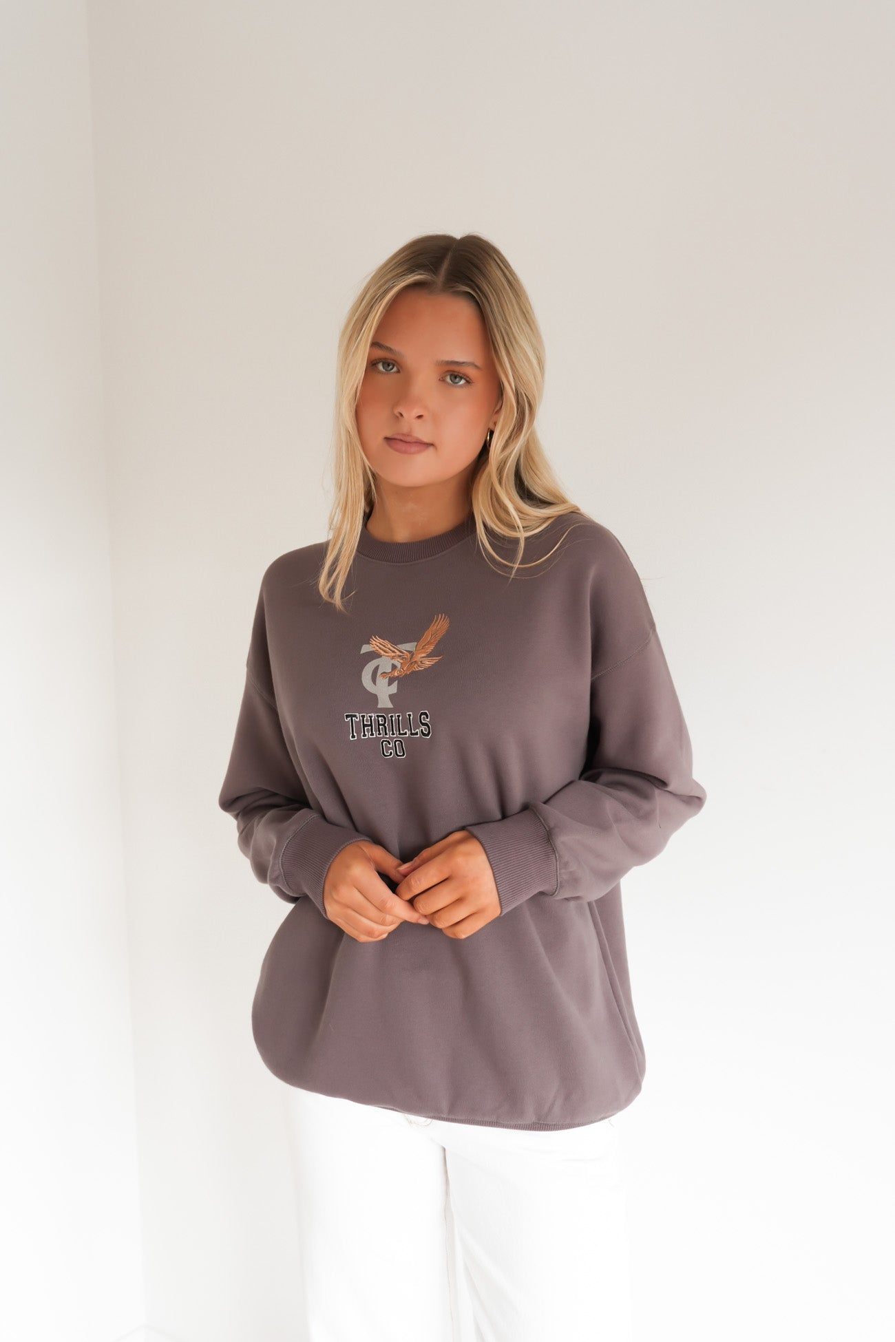 Take It Easy Slouch Crew Clay Smoke