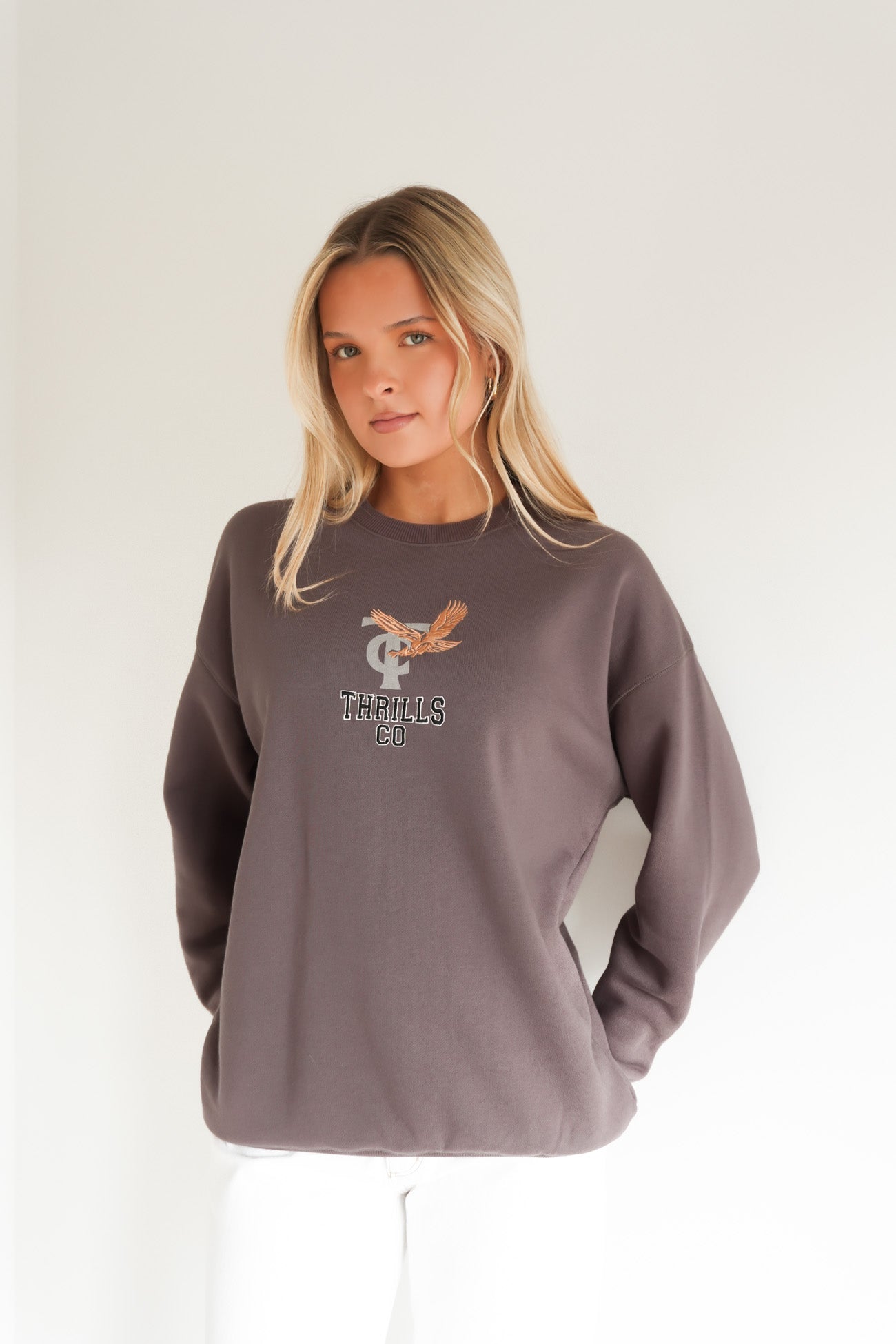 Take It Easy Slouch Crew Clay Smoke