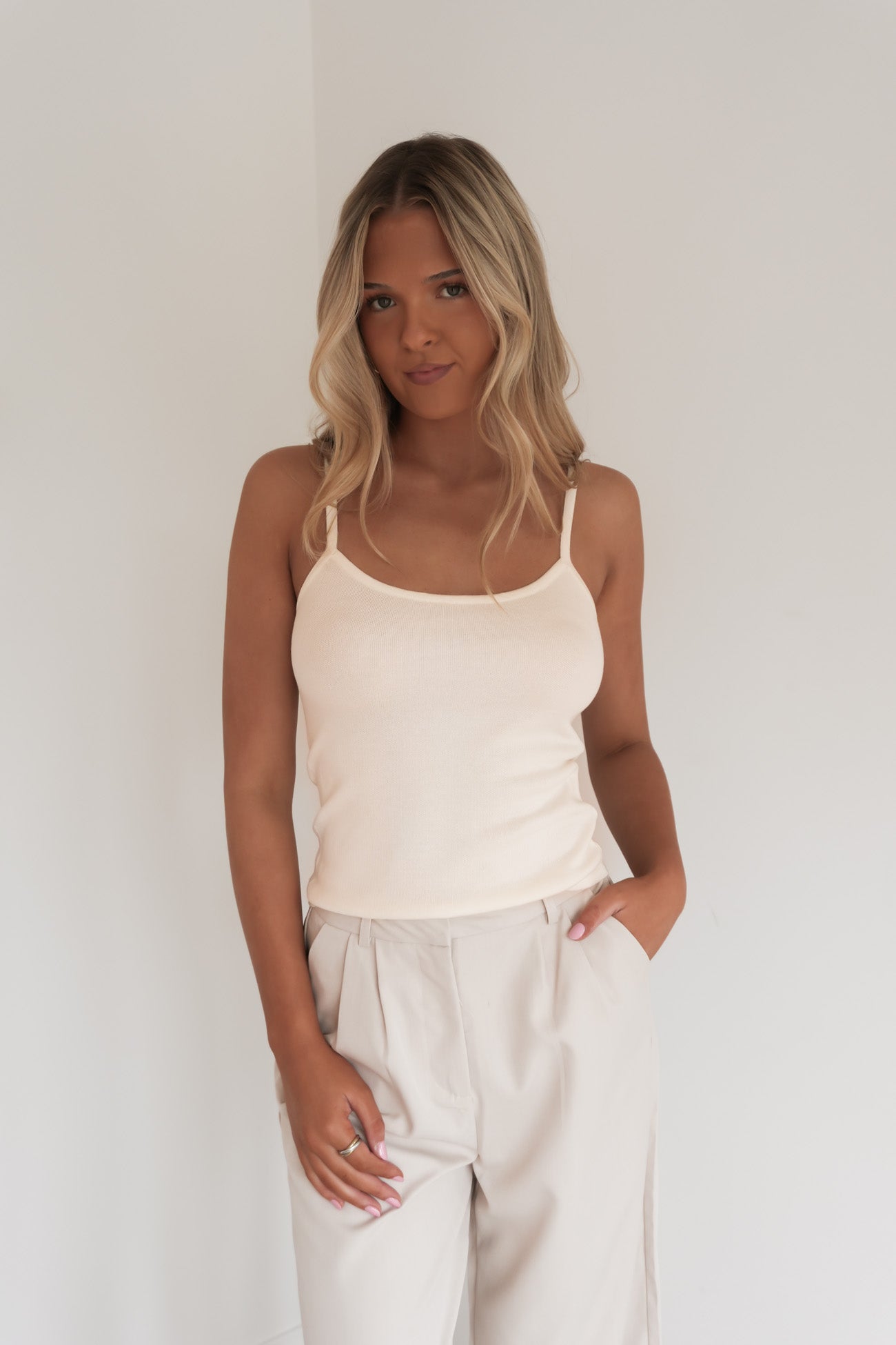 Talah Knit Tank Cream