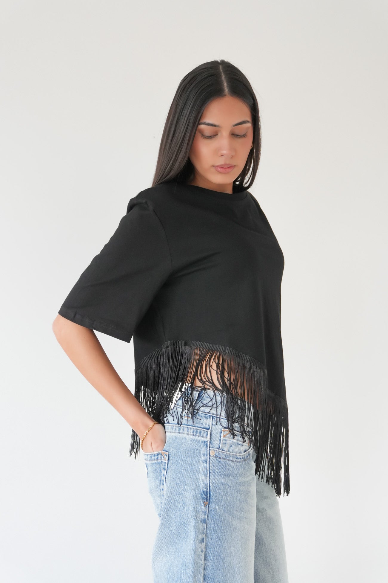 Talicia Tassle Tee Black