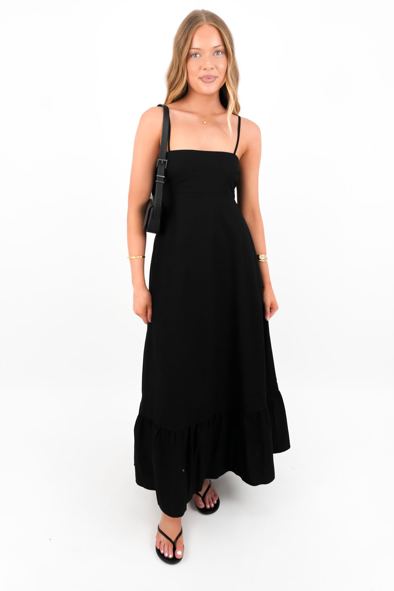 Tallow Tiered Maxi Dress Black