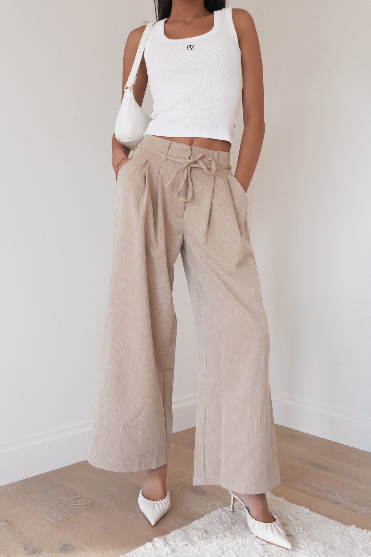 Tarly Pant Beige Pinstripe