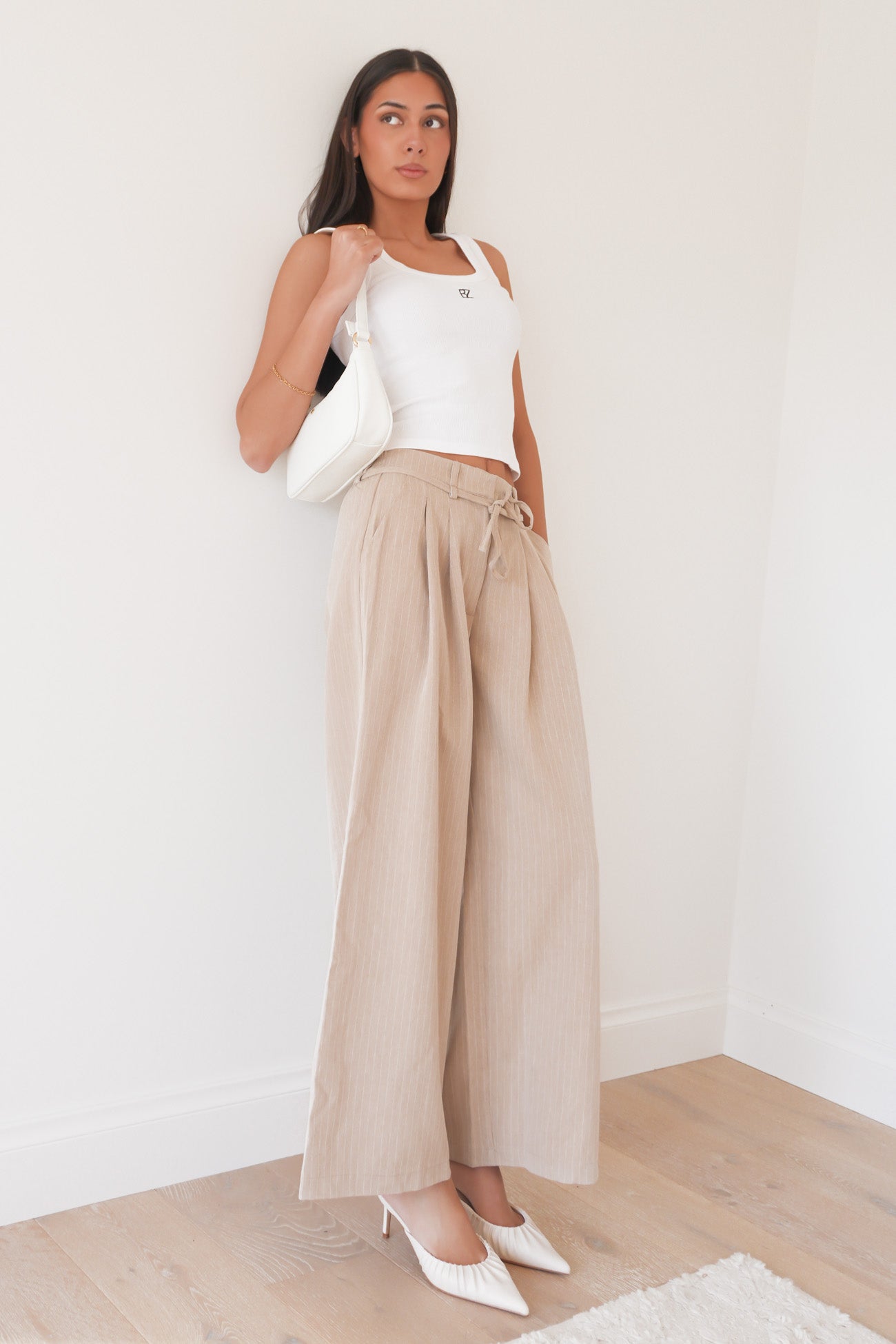 Tarly Pant Beige Pinstripe