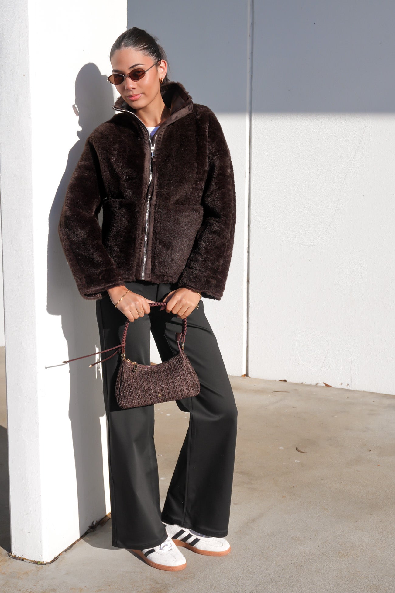Tayce Teddy Jacket Chocolate