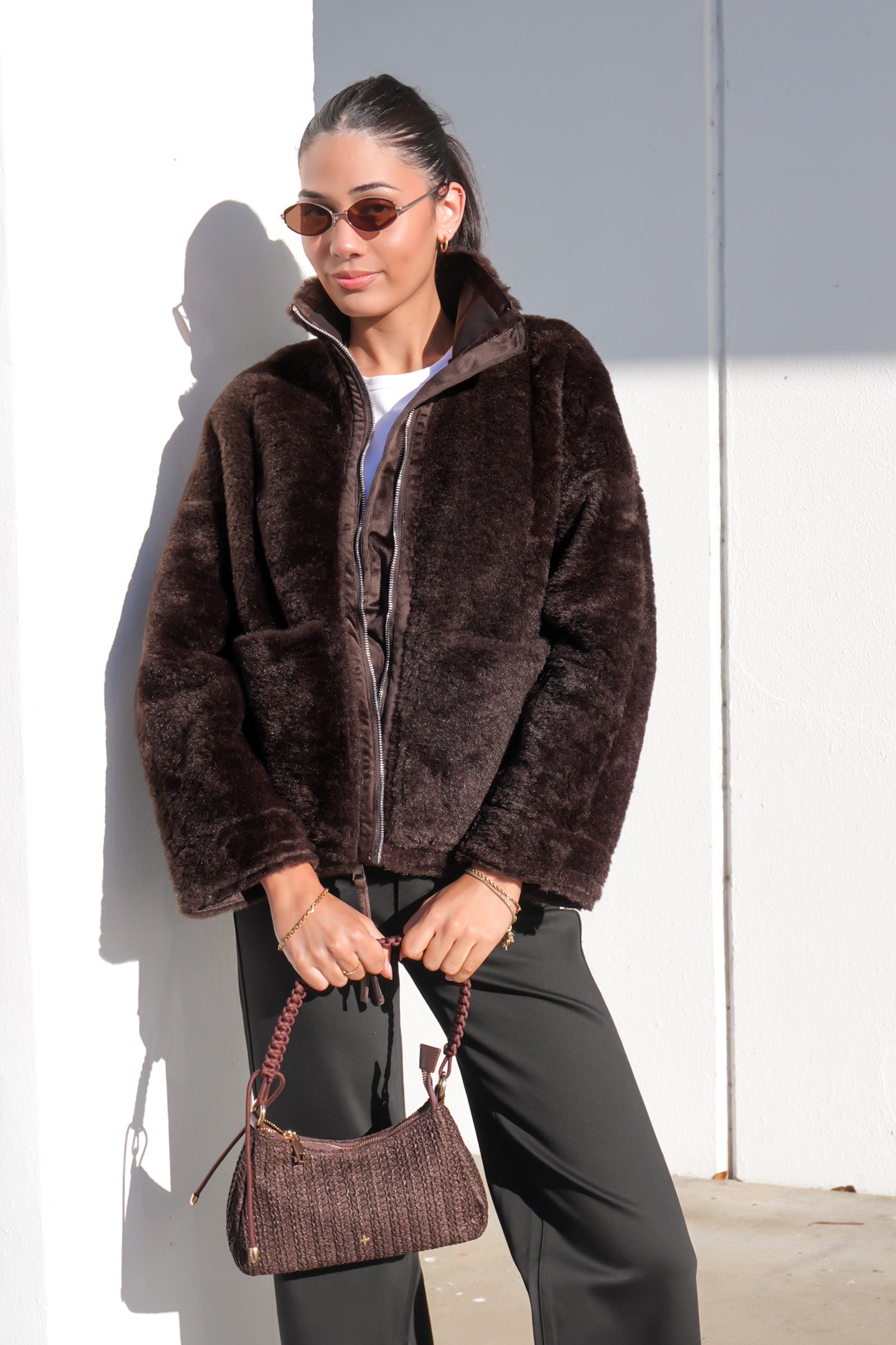 Tayce Teddy Jacket Chocolate