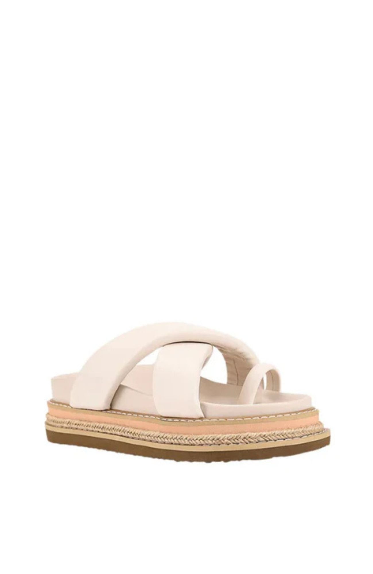 Thelma Flatform Slides Bone White