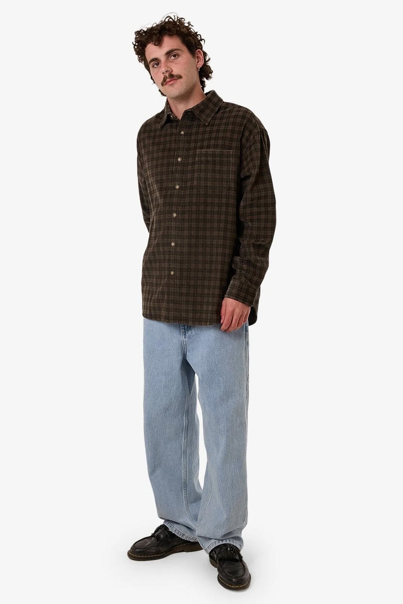Thrills Union Cord Check Long Sleeve Shirt Falcon