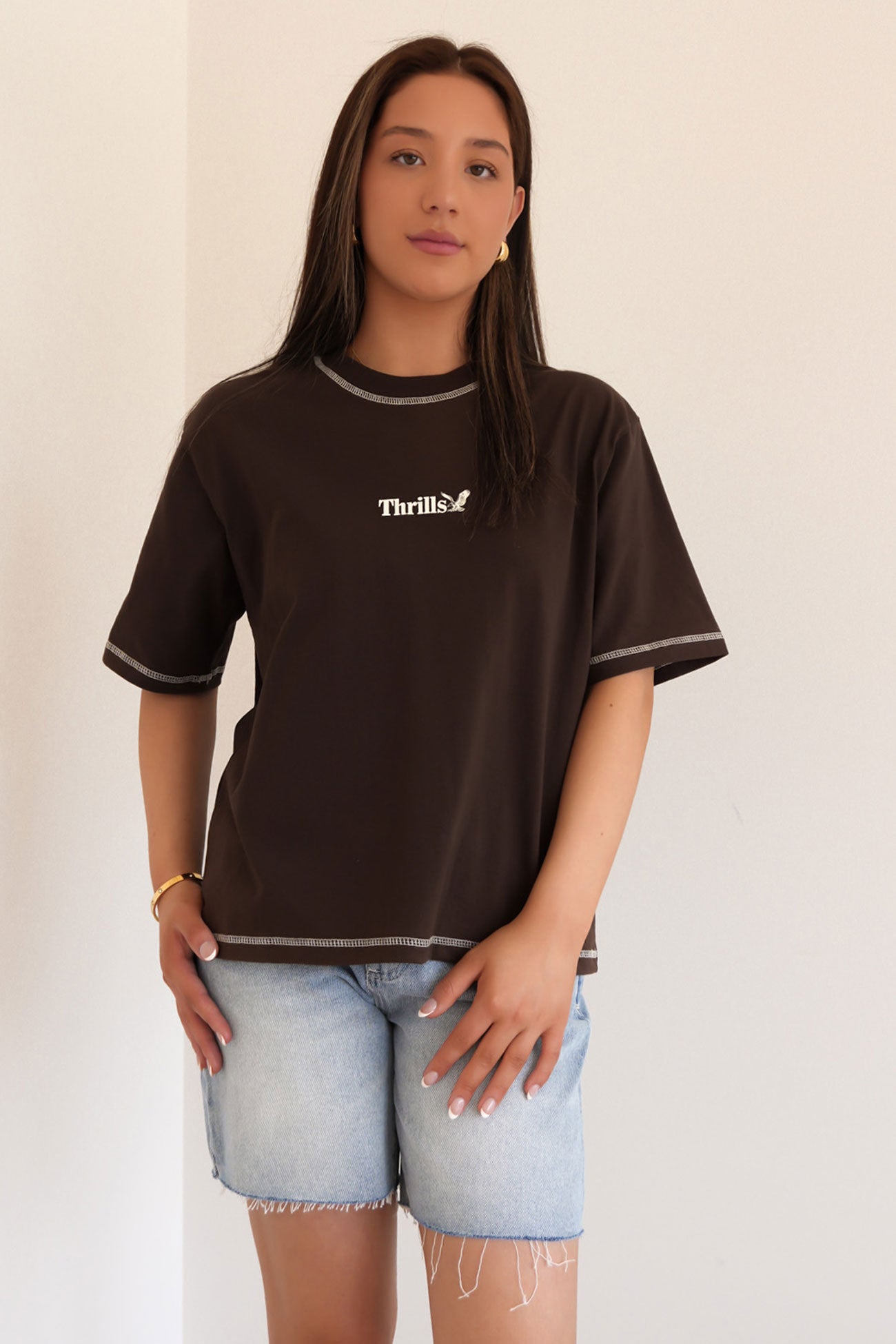 Thrills Workwear Square Tee Postal Brown