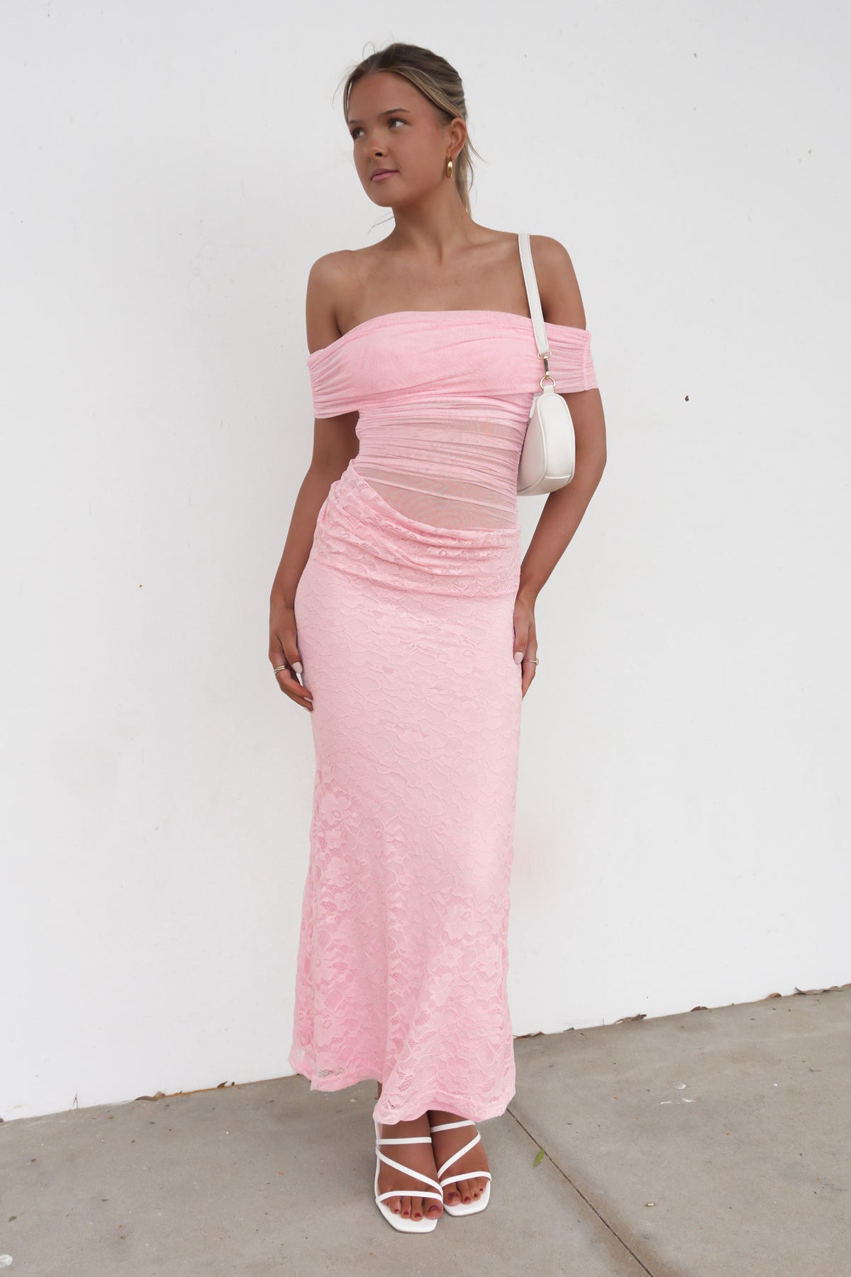 Tiffany Lace Maxi Dress Pink
