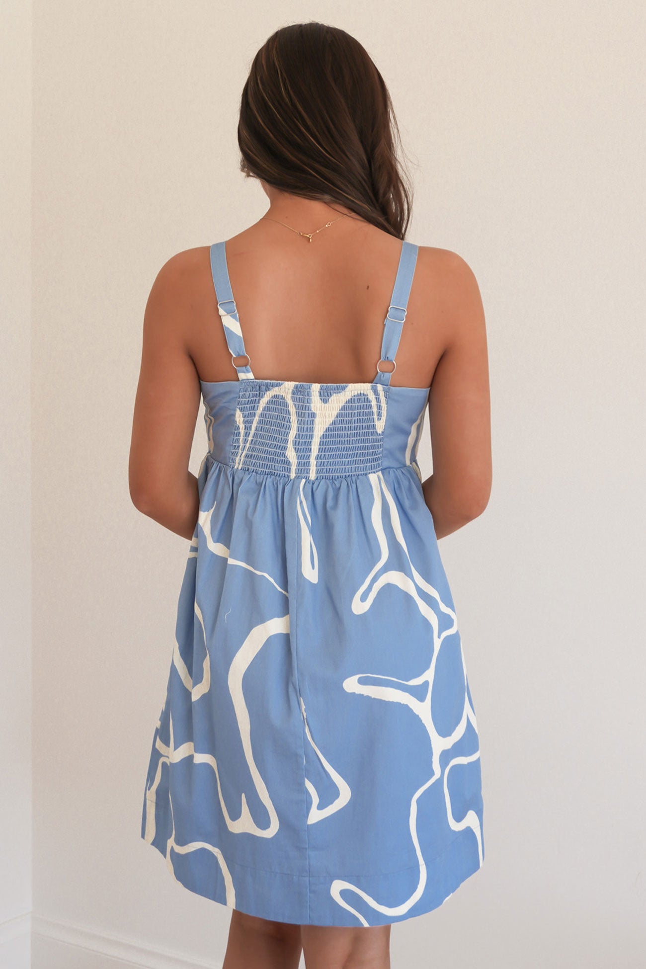 Tilda Empire Line Mini Dress Abstract Daisy