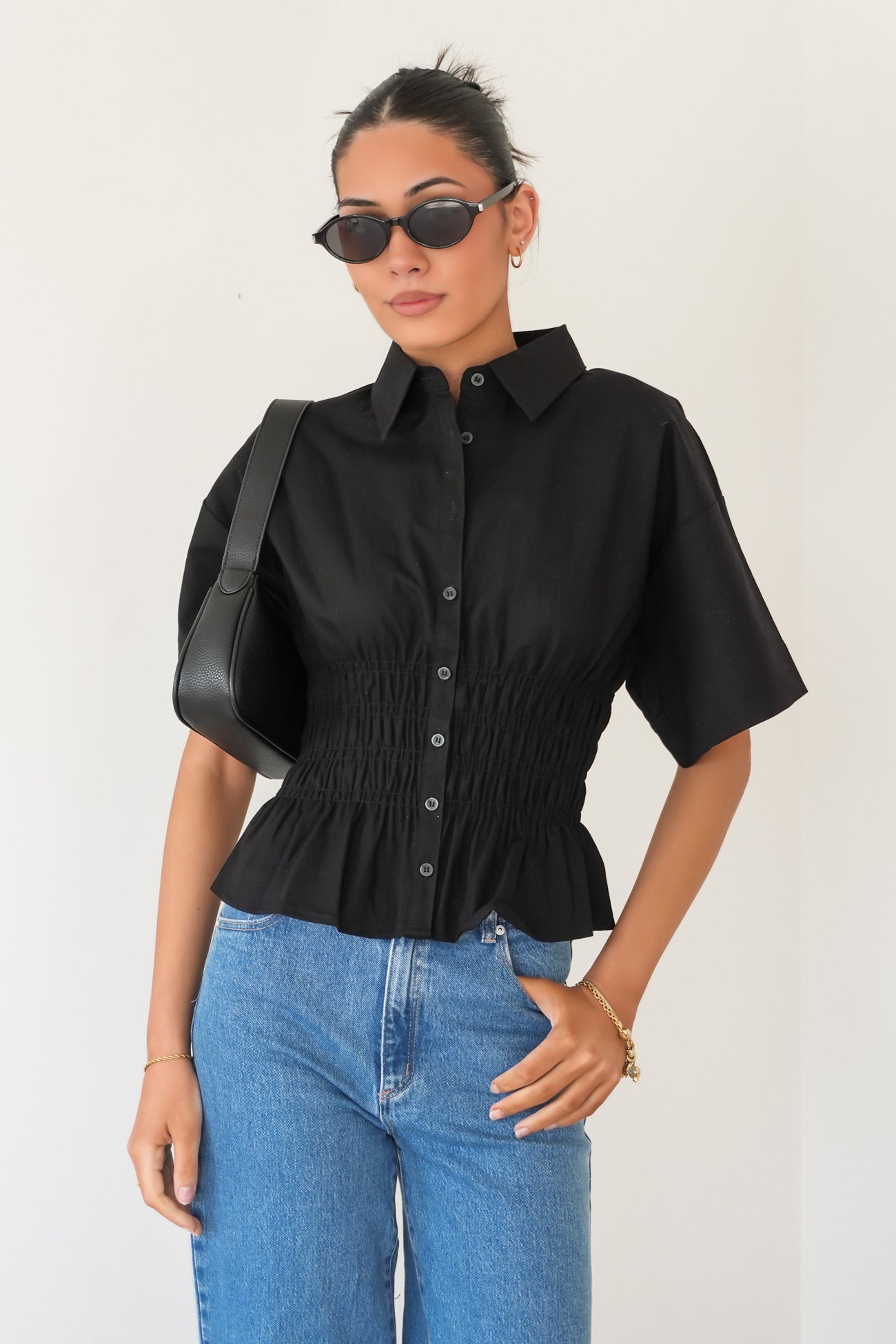 Timeless Shirred Top Black